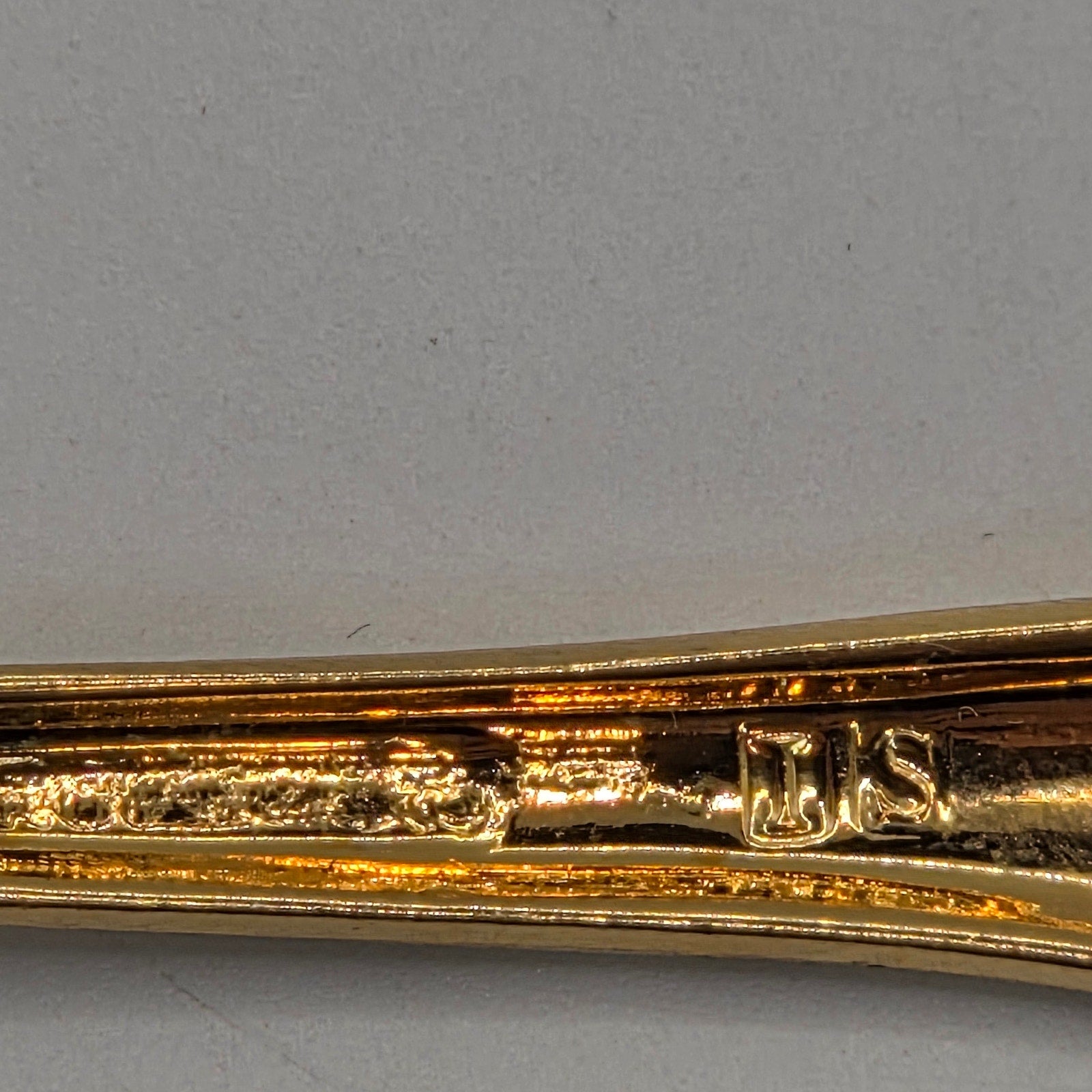 Vintage 1970s IIS International Silver Gold Tone Mustache Cup Hanging Tea Spoon