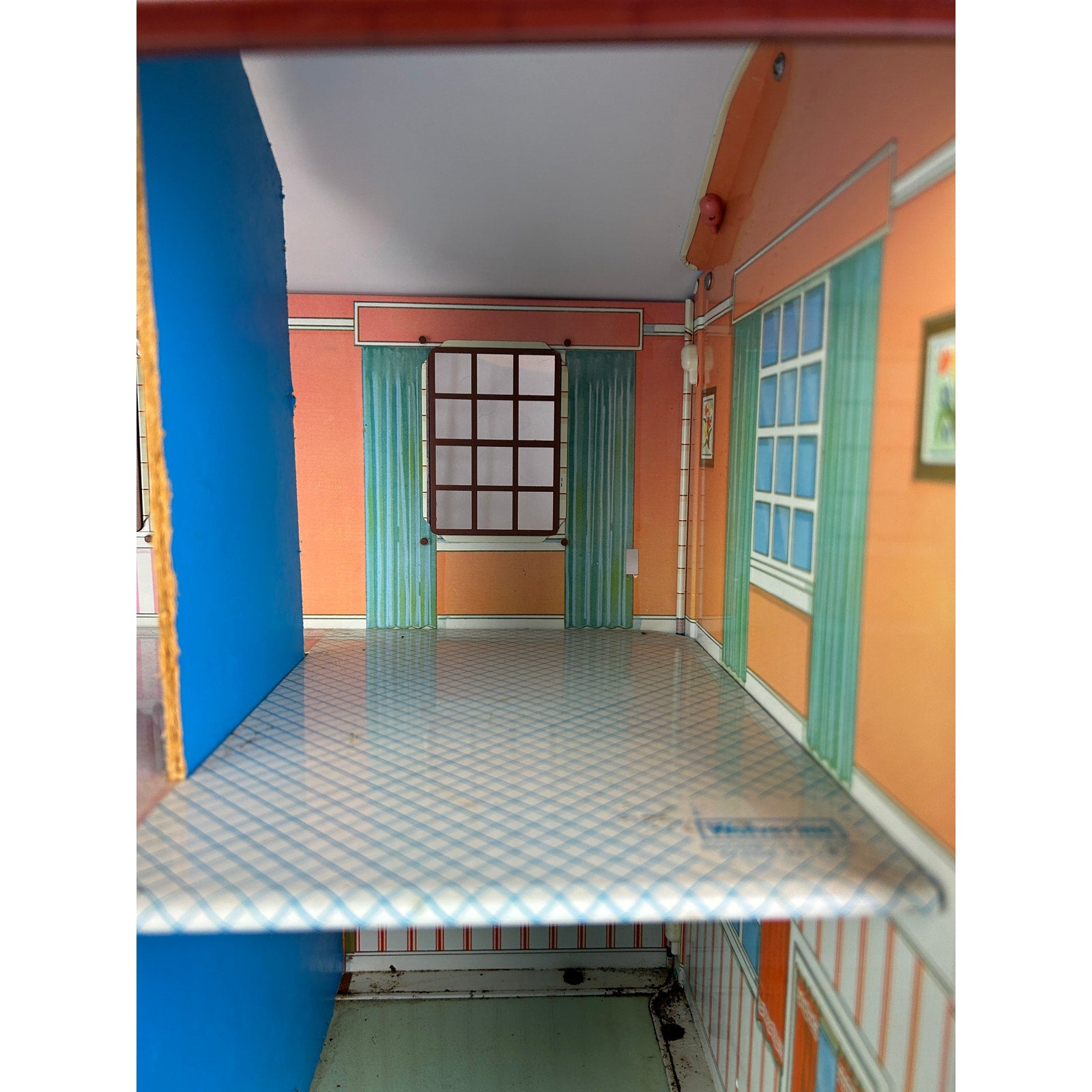 Vintage 1950s Marx Wolverine Tin Litho Dollhouse Two Story USA