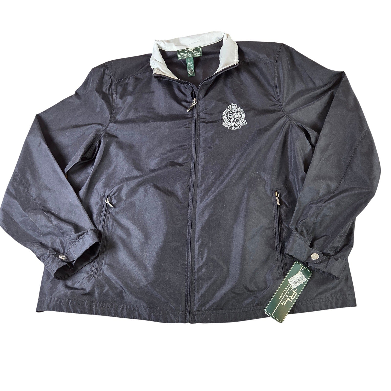 Lauren Ralph Lauren Active Windbreaker Jacket Womens XL Full Zip Crest