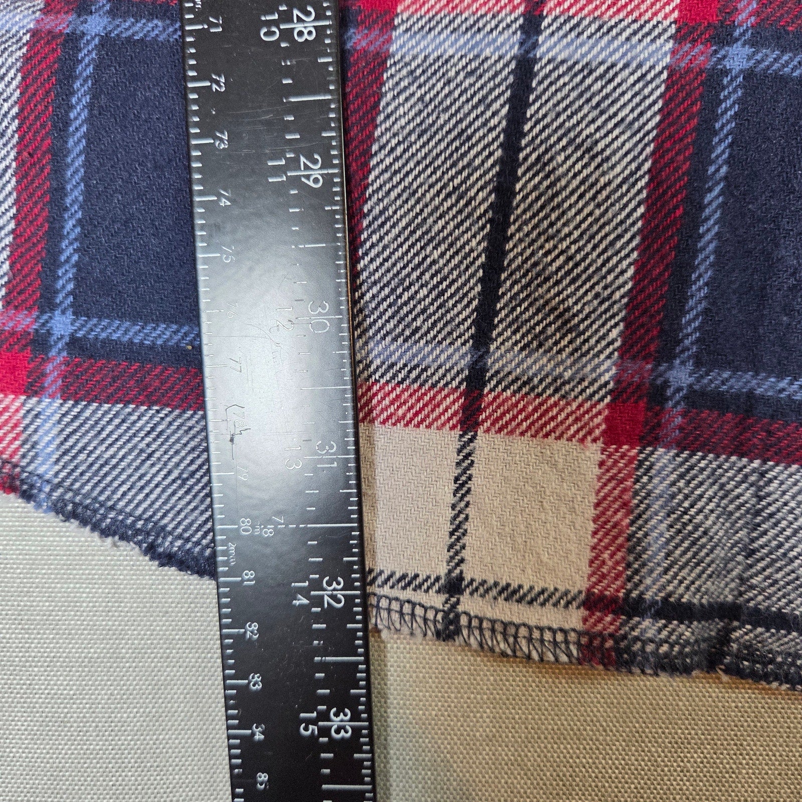 Wrangler Pearl Snap Western Plaid Long Sleeve Shirt Red Blue 22x32