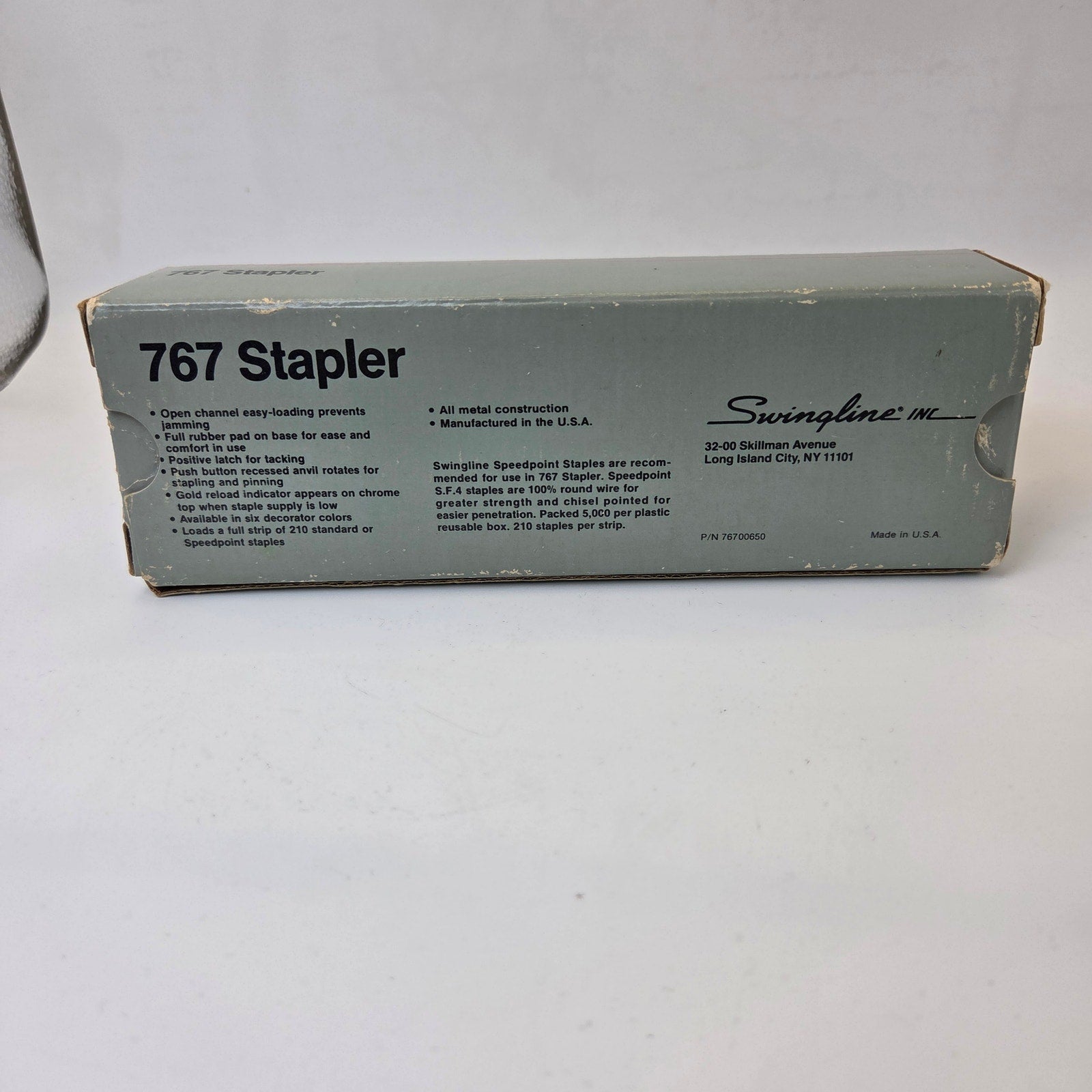 Vintage Swingline 767 Stapler Black Metal Desktop Stapler w/ Box Made in USA