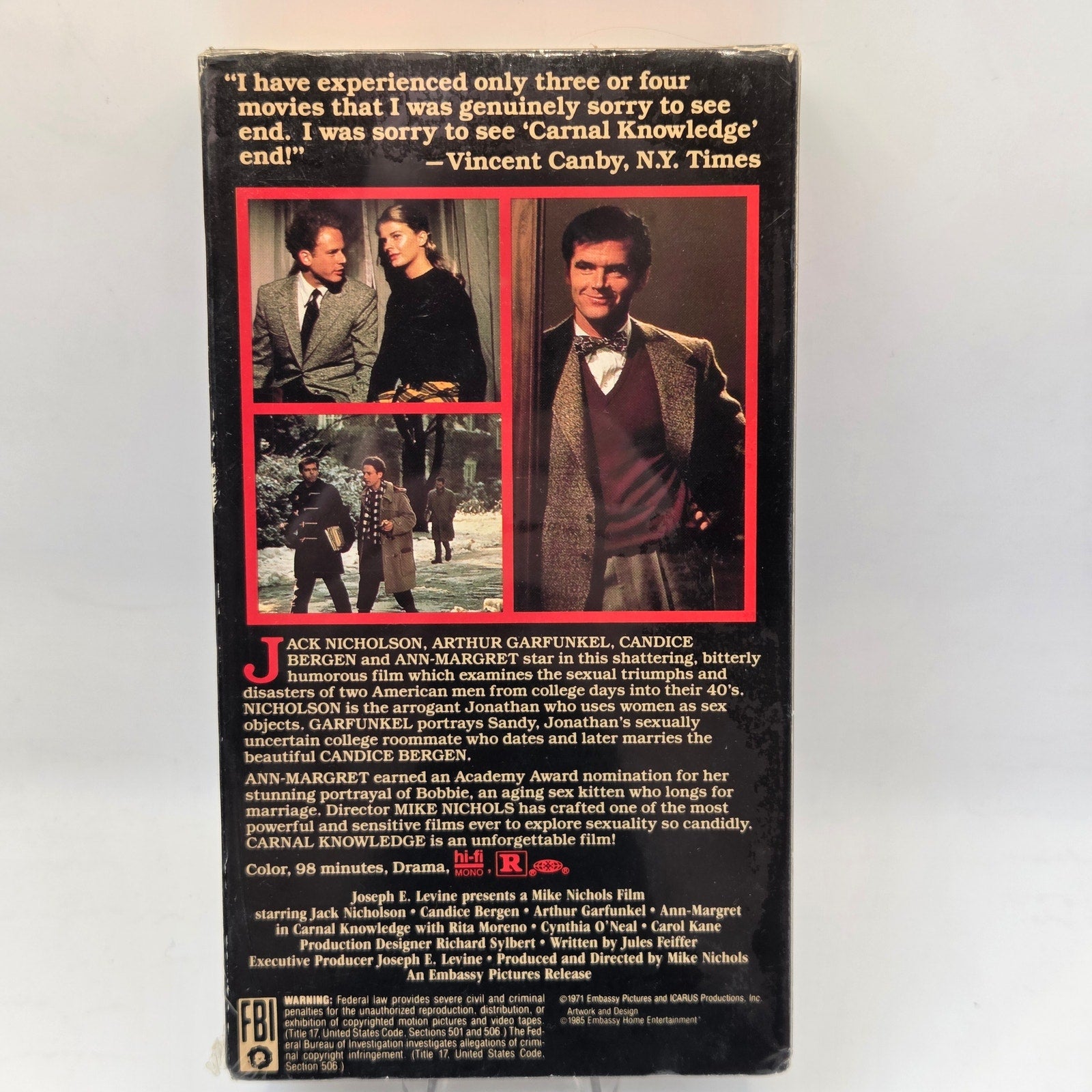 Carnal Knowledge VHS 1985 Sealed Jack Nicholson Ann-Margret Nelson Video