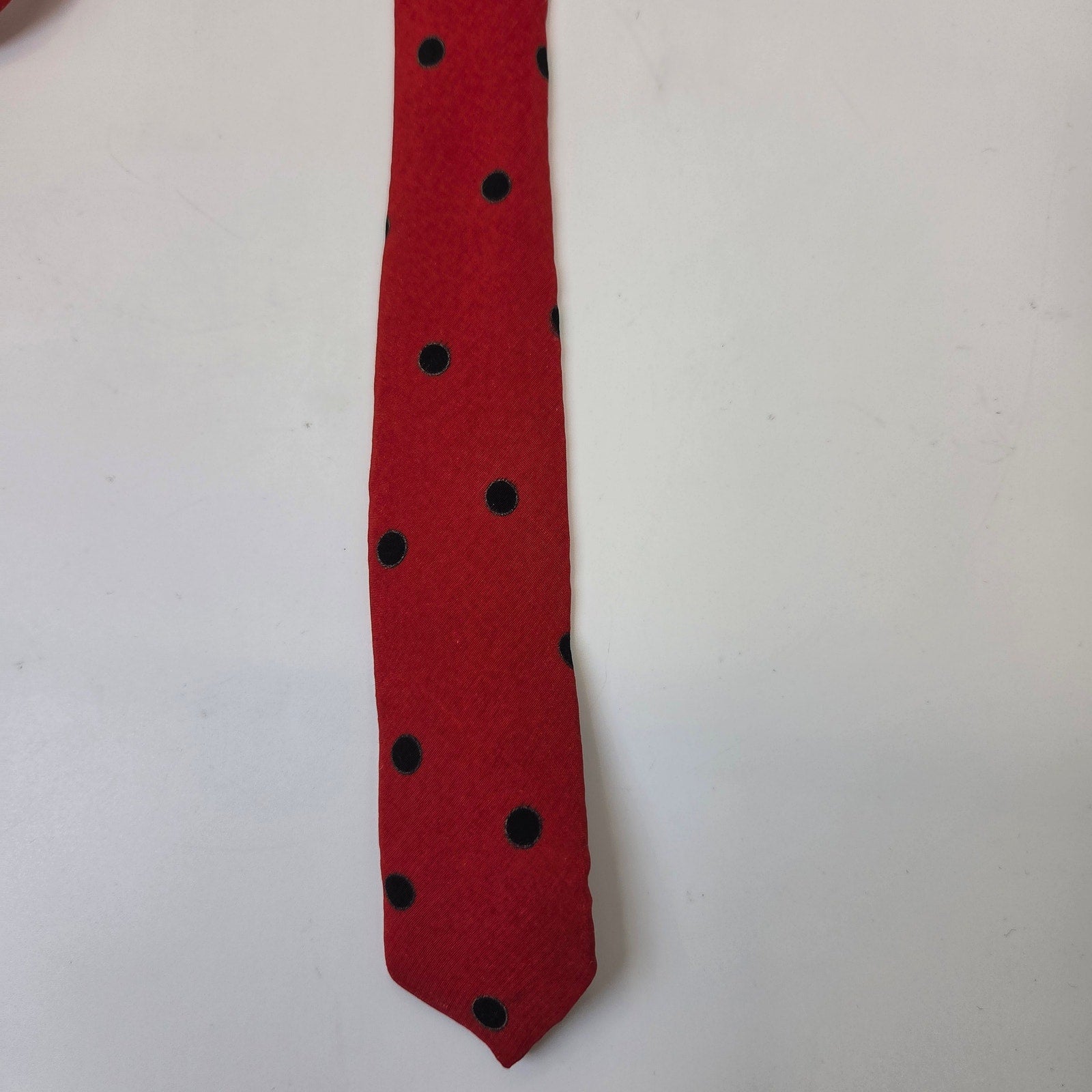 Fratelli Moda Silk Tie Red Black Polka Dot 4" Handmade Italy