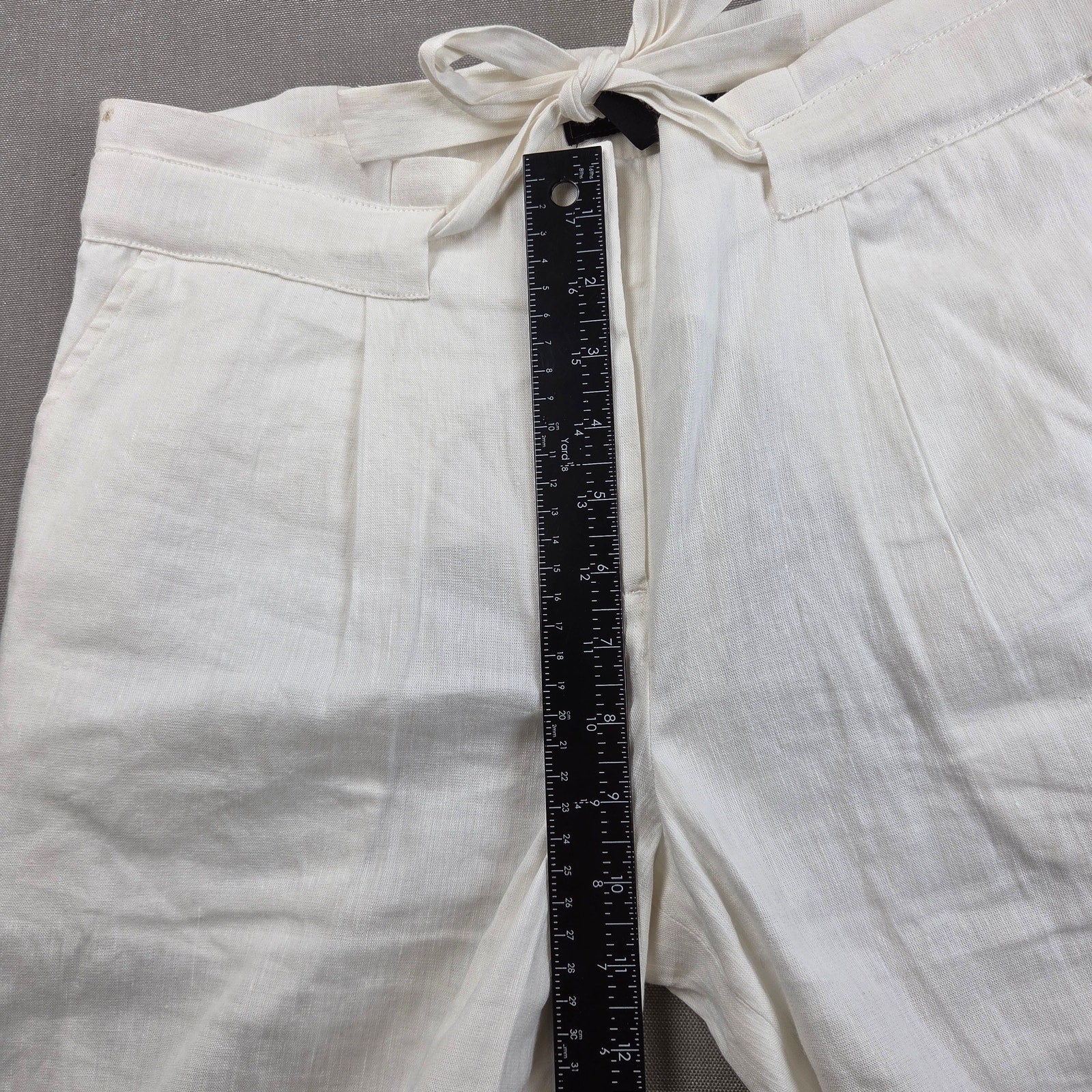 BCBGMAXAZRIA Tahlia Linen Blend Wide Leg Paperbag Pants Size 8