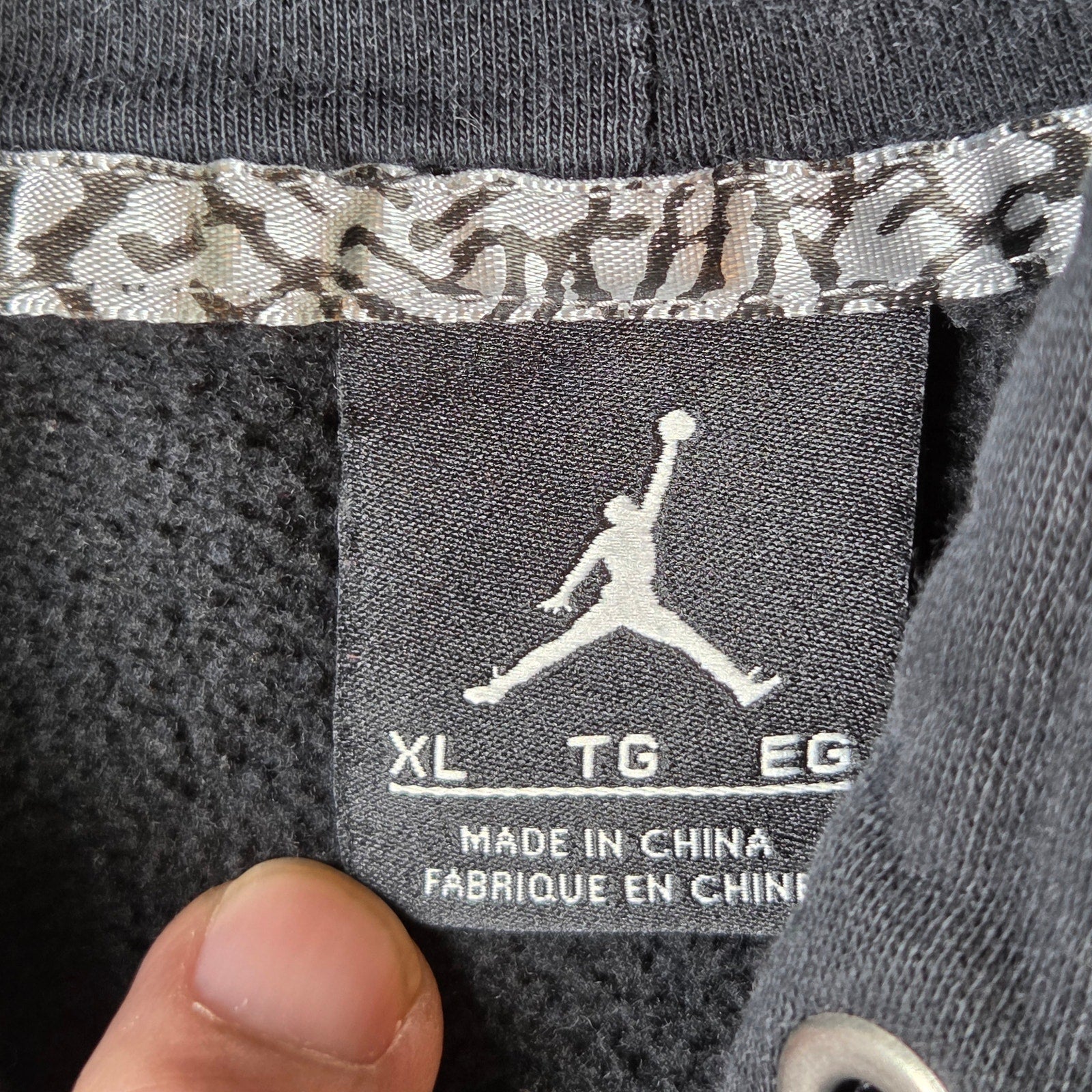 Jordan Flight Black Full Zip Hoodie Mens XL Made in China Basketball Wear