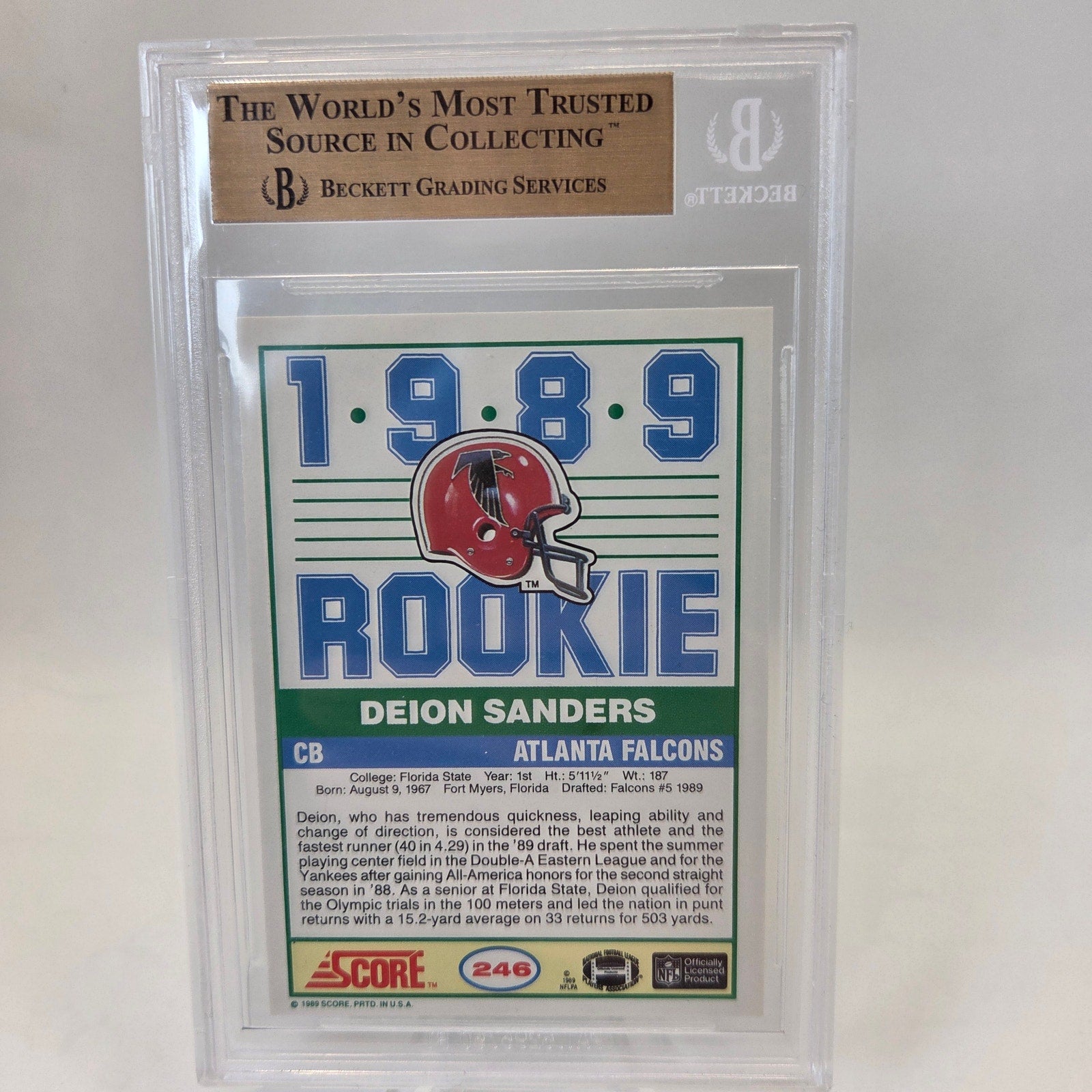1989 Score Deion Sanders Rookie Card #246 BGS 9.5 Gem Mint Falcons RC