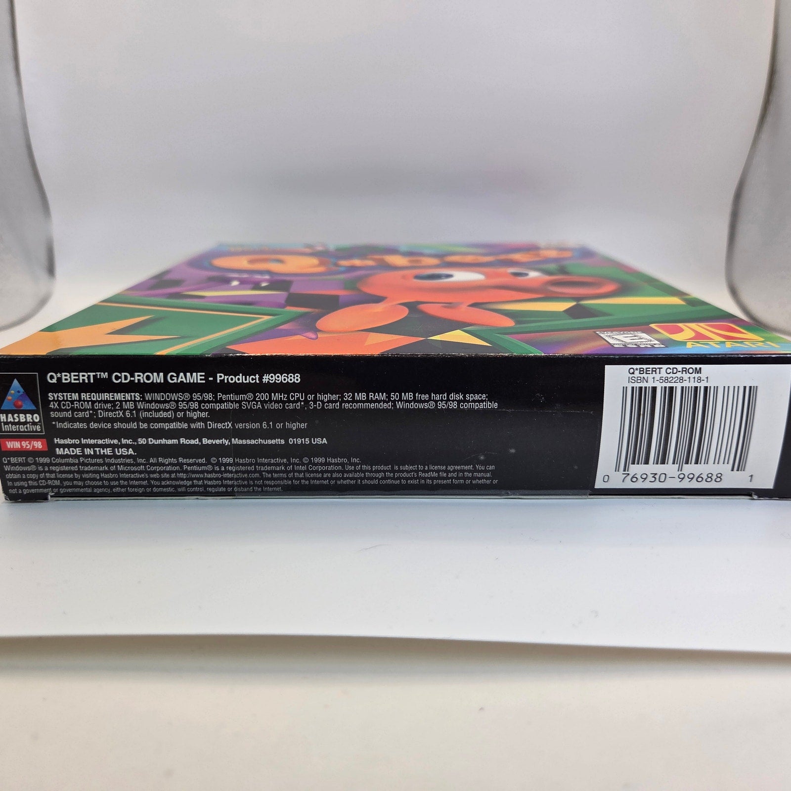 Q*Bert PC CD-ROM Game 1999 Hasbro Atari Windows 95/98 Big Box CIB