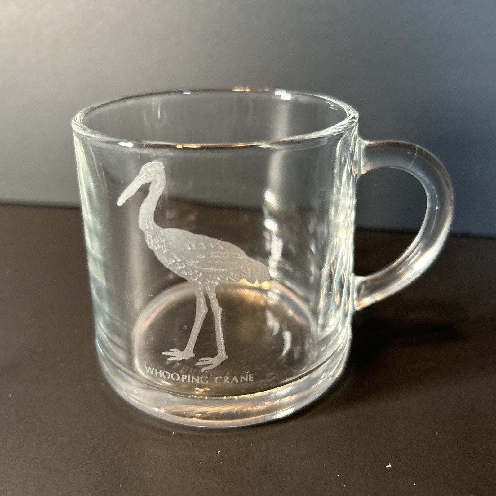 Luminarc France Endangered Species Etched Glass Espresso Mugs Set of 7 Vintage