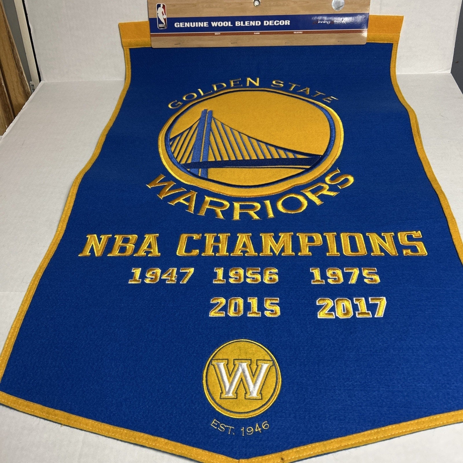 Golden State Warriors Wool Blend NBA Champions Banner, 24" x 36"