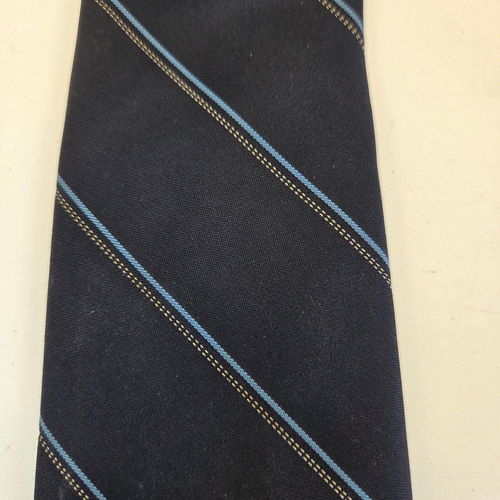 Vintage Yves Saint Laurent YSL Striped Necktie Embroidered Logo 56" x 3"