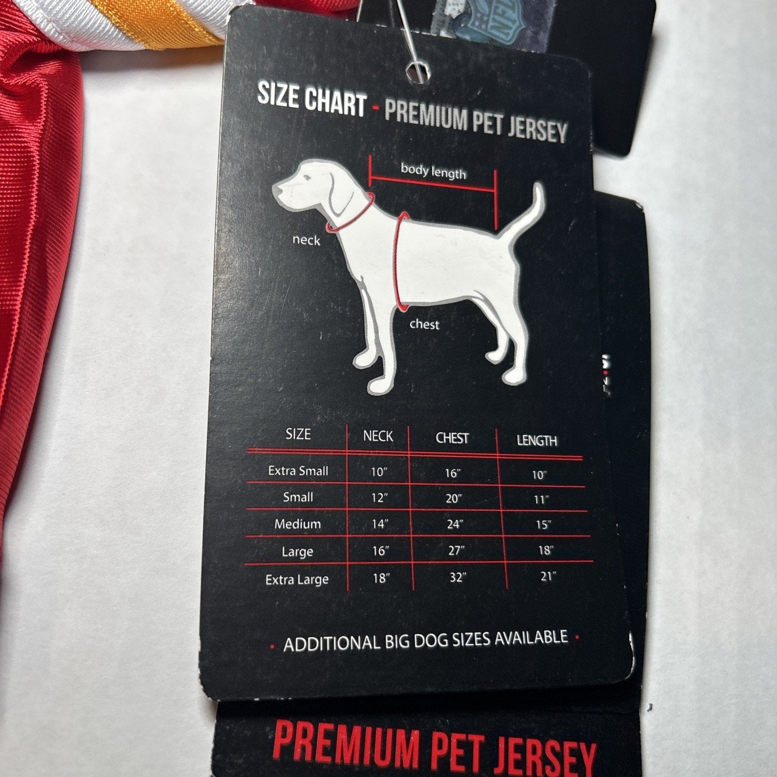 Kansas City Chiefs XS Dog Jersey