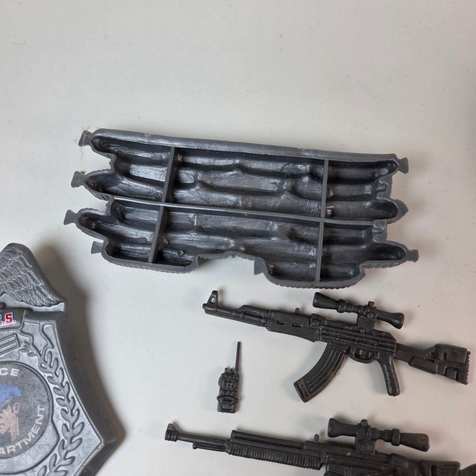 Chap Mei Police SWAT Action Figure w Weapons Gear Mixed Accessory Lot