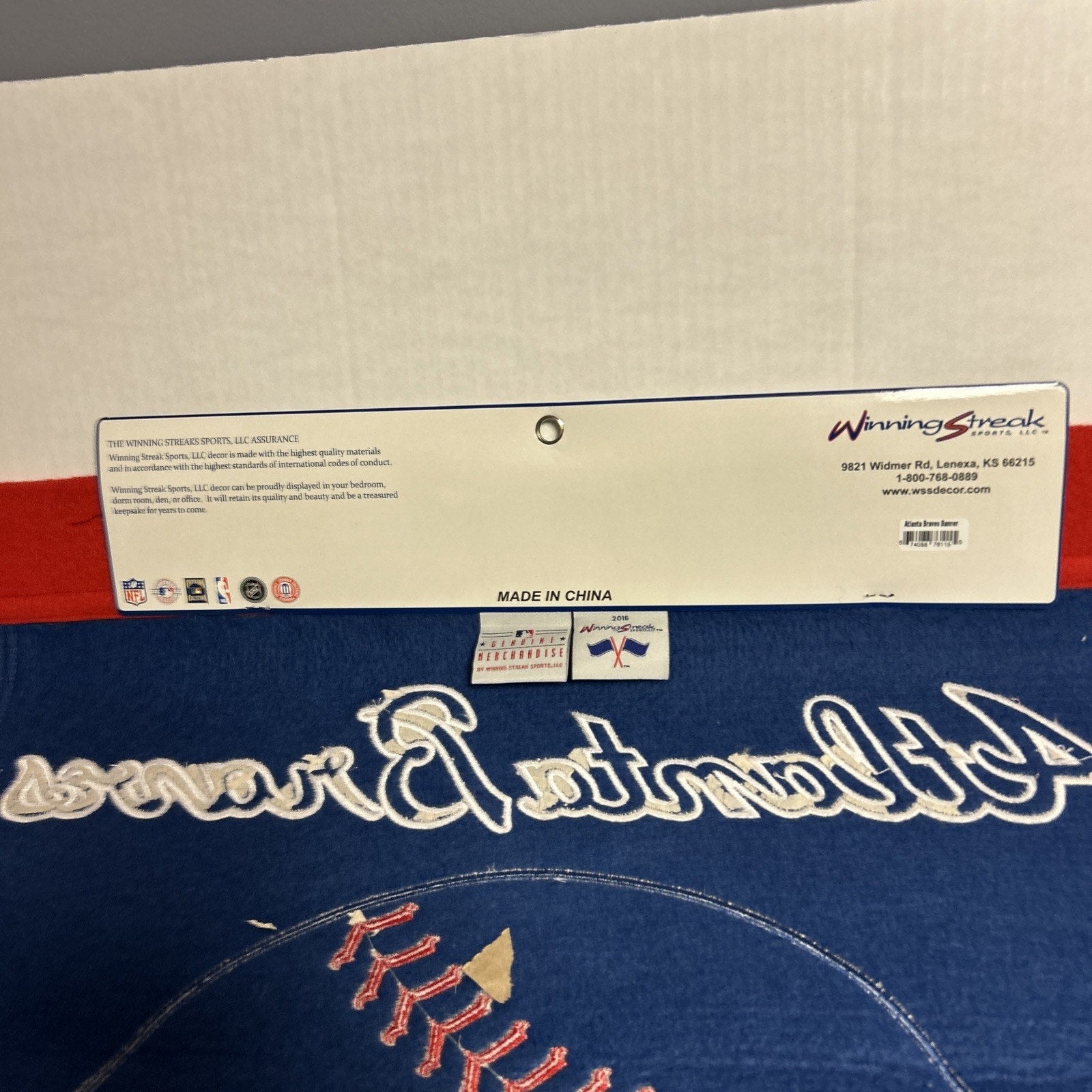 Atlanta Braves Wool Blend MLB Champions Banner, 24" x 36"