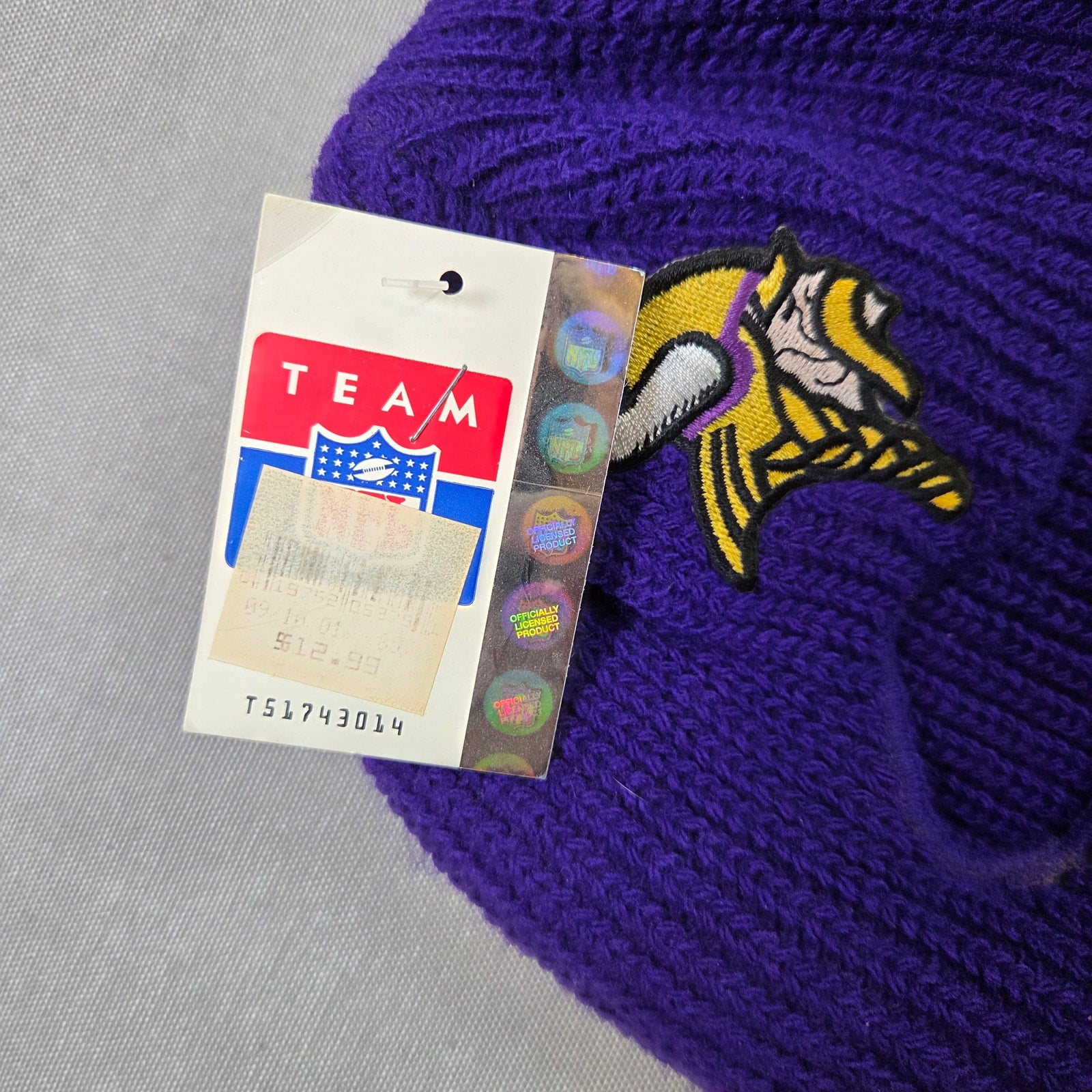 Vintage 1980s NOS Minnesota Vikings Team NFL Balaclava Hat Rossmor Made USA