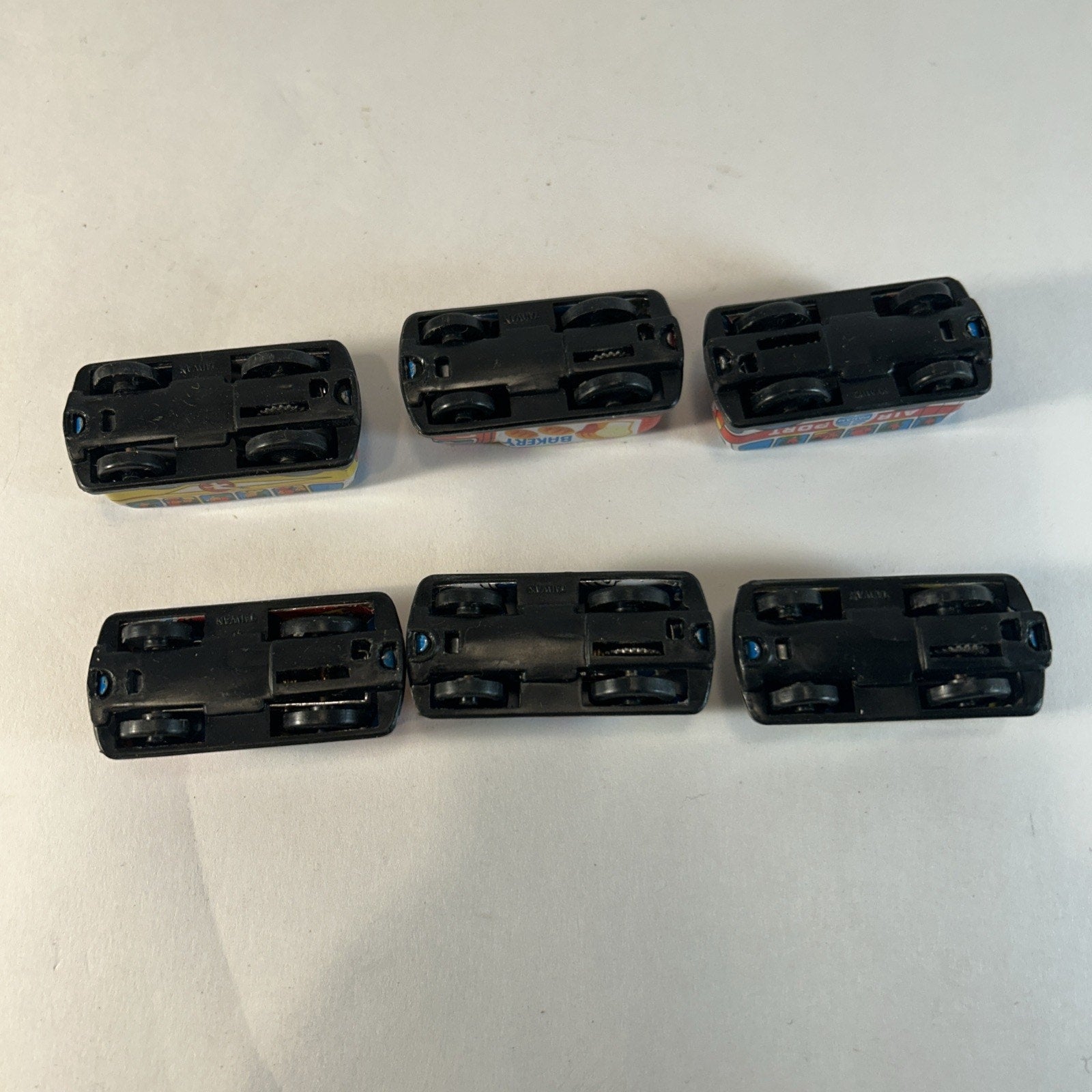 Vintage Tin Litho Friction Super Mini Toy Car Set w/ Display Taiwan 12pc