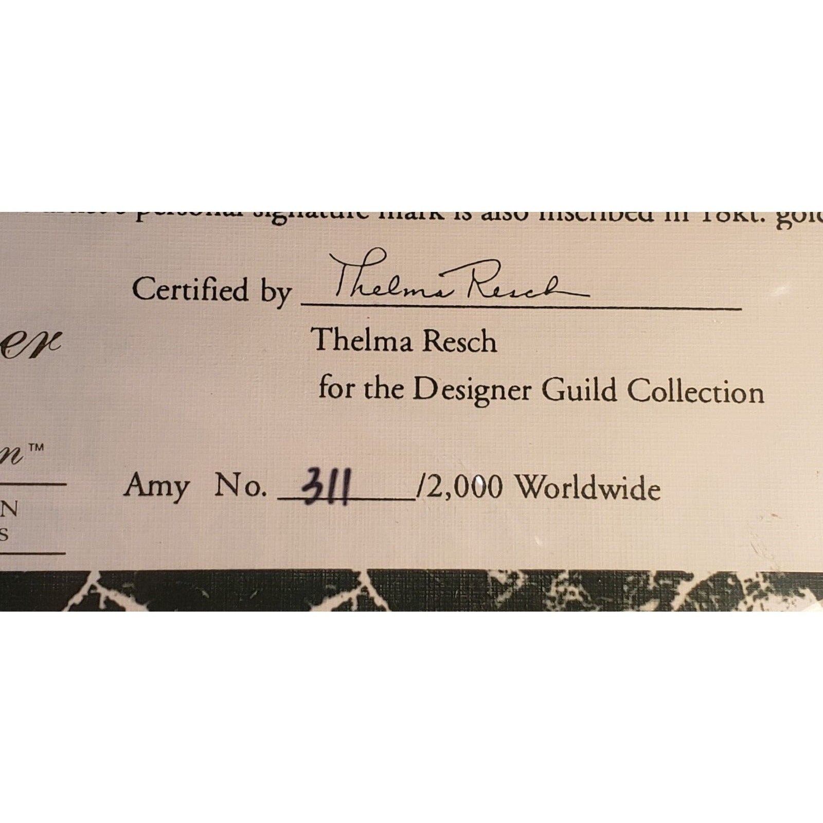 Amy Porcelain Baby Doll by Thelma Resch Designer Guild LE #311/2000 w/ COA