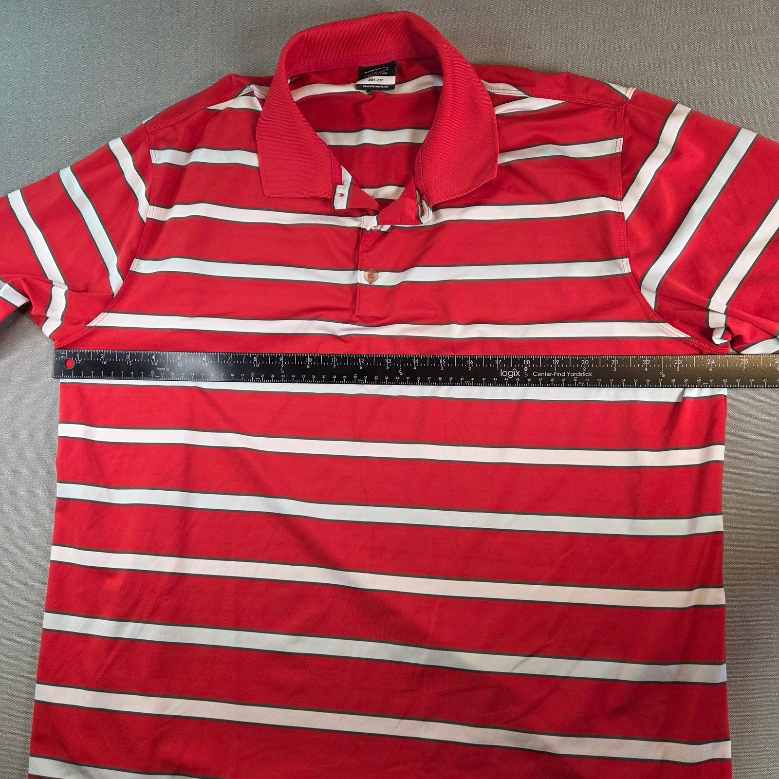 Nike Golf XL Dri-FIT Polo Shirt Orange White Striped Performance Short Sleeve