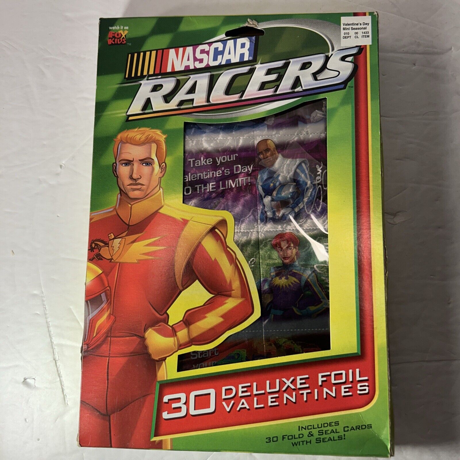 NASCAR Racers Deluxe Foil Valentines 30 Card Set Fox Kids 2000 Sealed USA