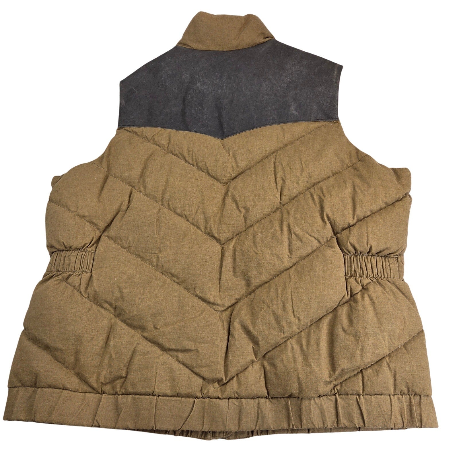Filson Women's Down Vest XXL Antique Bronze Calfskin Leather Goose Down Puffer