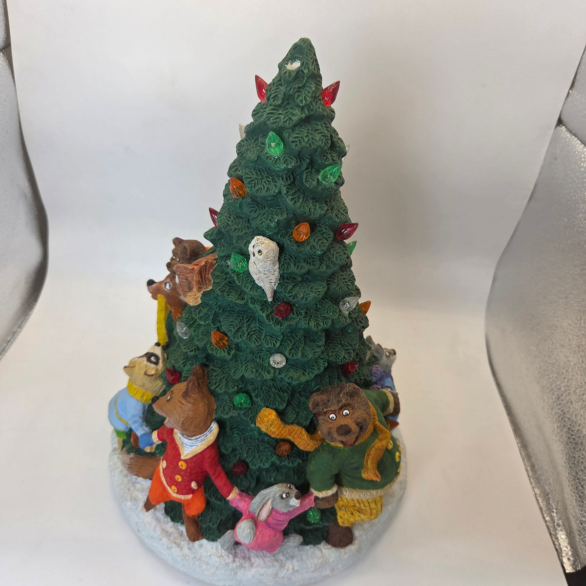 Handmade Ceramic Woodland Animal Christmas Tree Lighted Decor Rosemary 1990