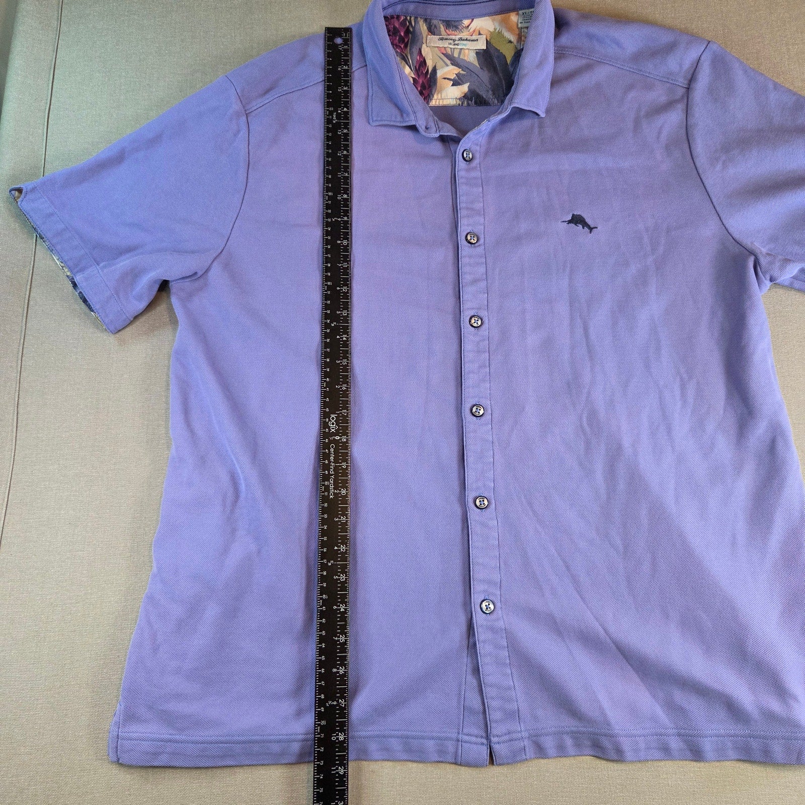 Tommy Bahama Island Zone Shirt XL Marlin Embroidery Floral Trim Button Down