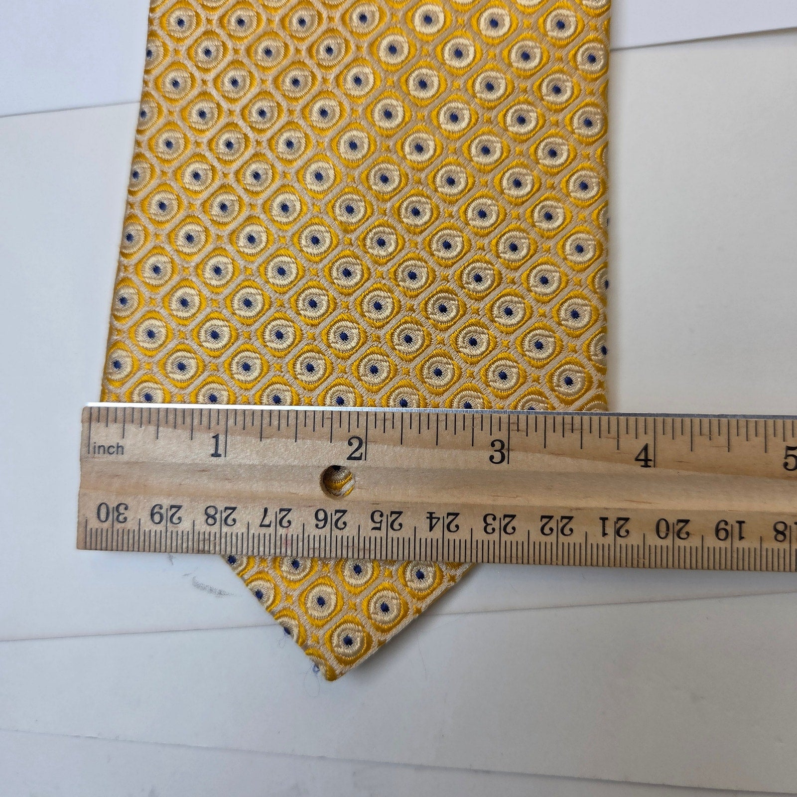 Tommy Hilfiger Silk Tie Lot 3 Gold Yellow Blue 3.75" Made in USA Contrast Tips
