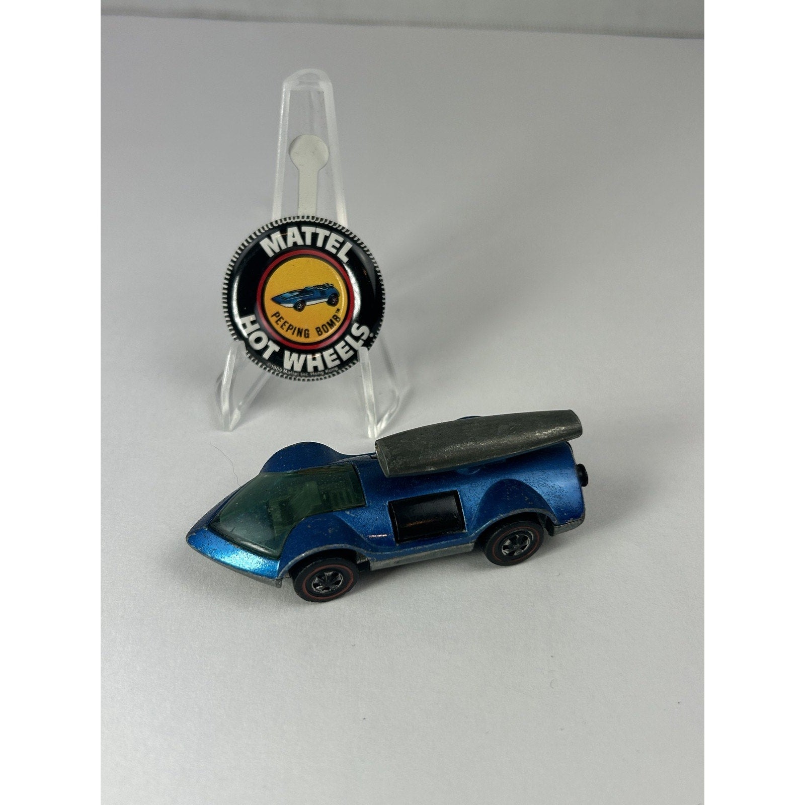 Vintage Hot Wheels Peeping Bomb Redline 1970 Mattel Hong Kong Loose Car Pin