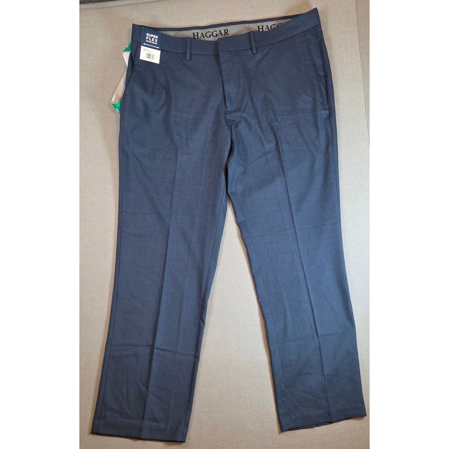 Haggar 365 Flex Dress Pants 38x30 Blue Straight Fit Super Flex Waistband NWT