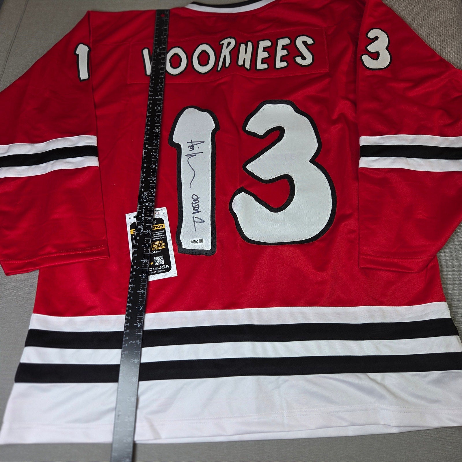 Ari Lehman Jason 1 Signed Jason Voorhees Hockey Jersey JSA COA XL Custom Red