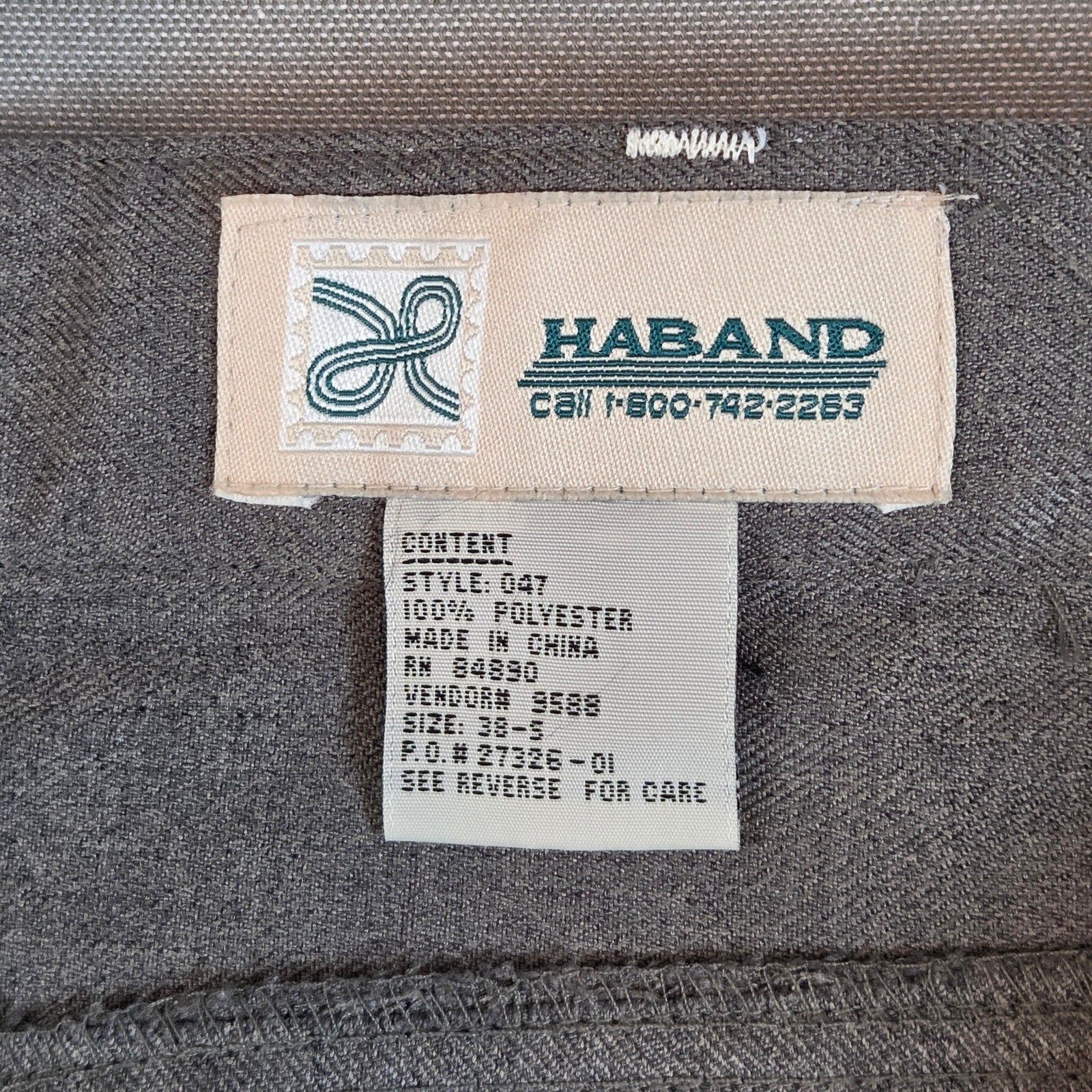 Vintage Haband Men’s 38S Stretch Polyester Pleated Gray Slacks Pants