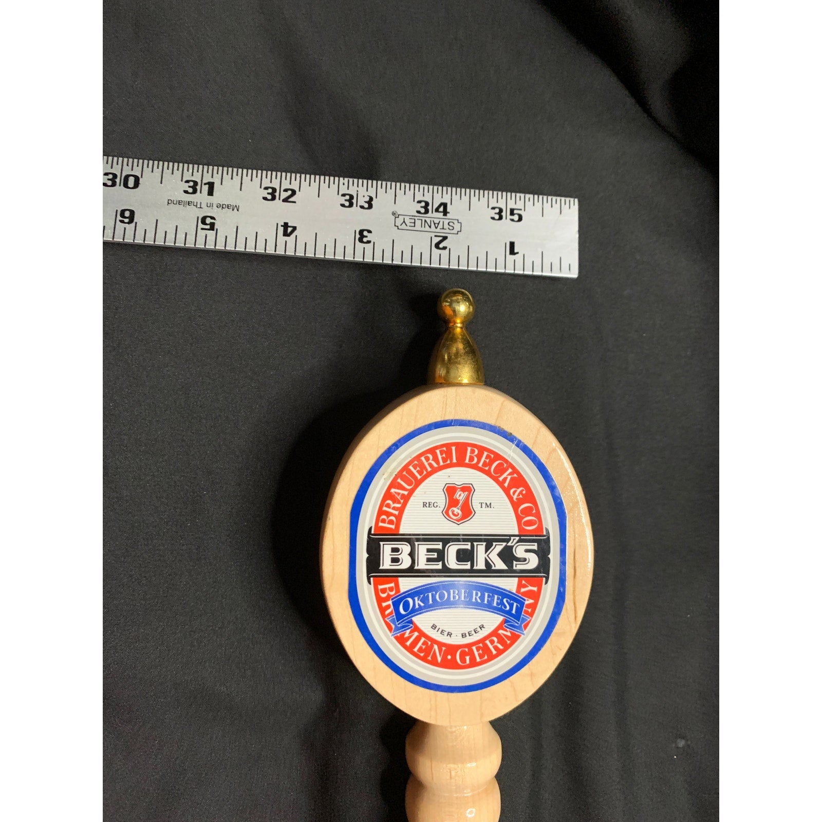 Beck's Oktoberfest Beer Tap Handle Wood Brass 12 Inch German Bar Keg Pull