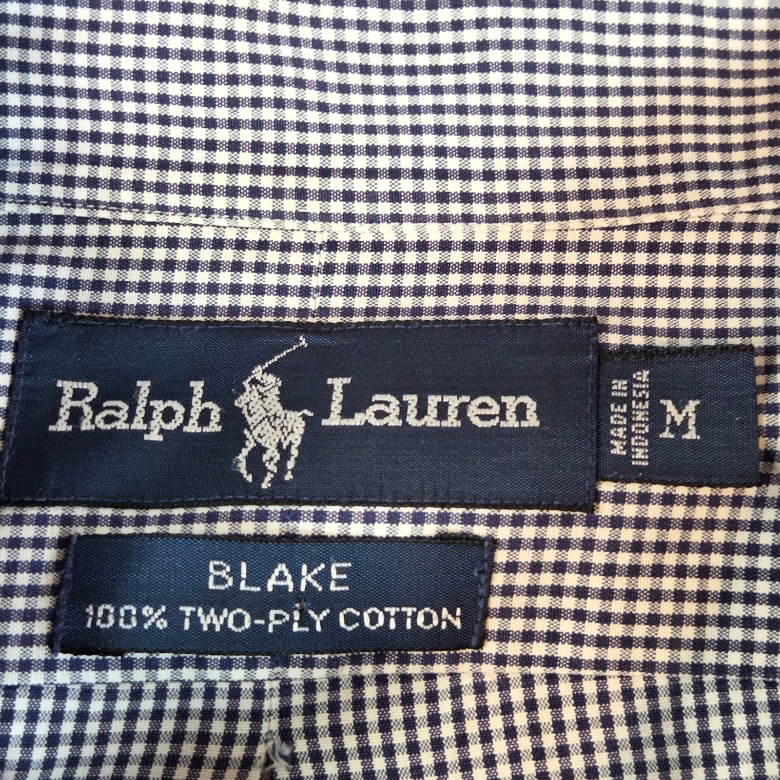 Ralph Lauren Blake Blue Check Button Down Shirt Men’s Size M Two-Ply Cotton