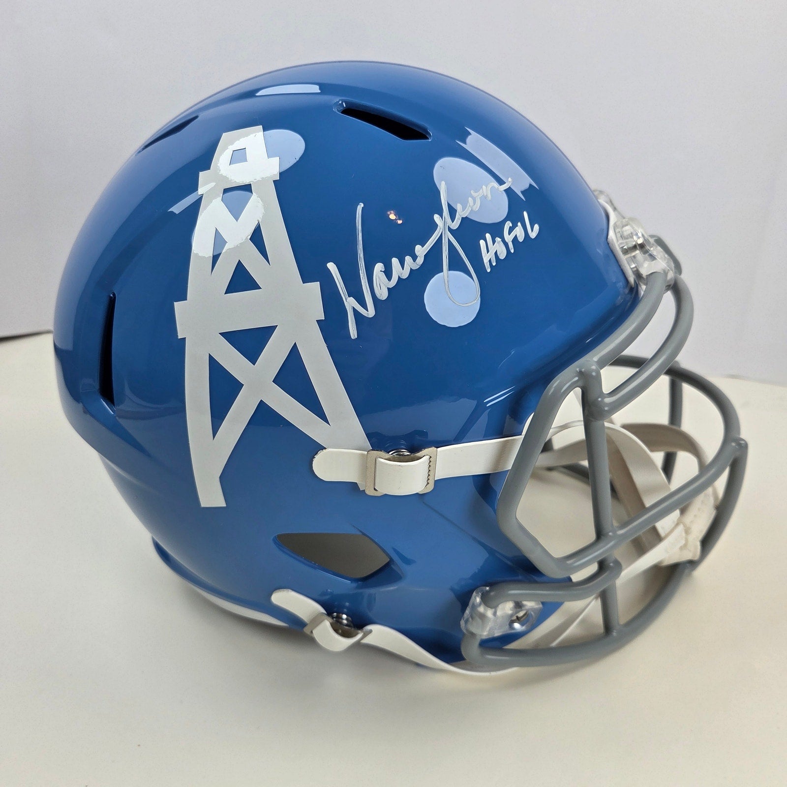 Warren Moon HOF 06 Signed Houston Oilers Riddell Speed Helmet BAS Witness FS