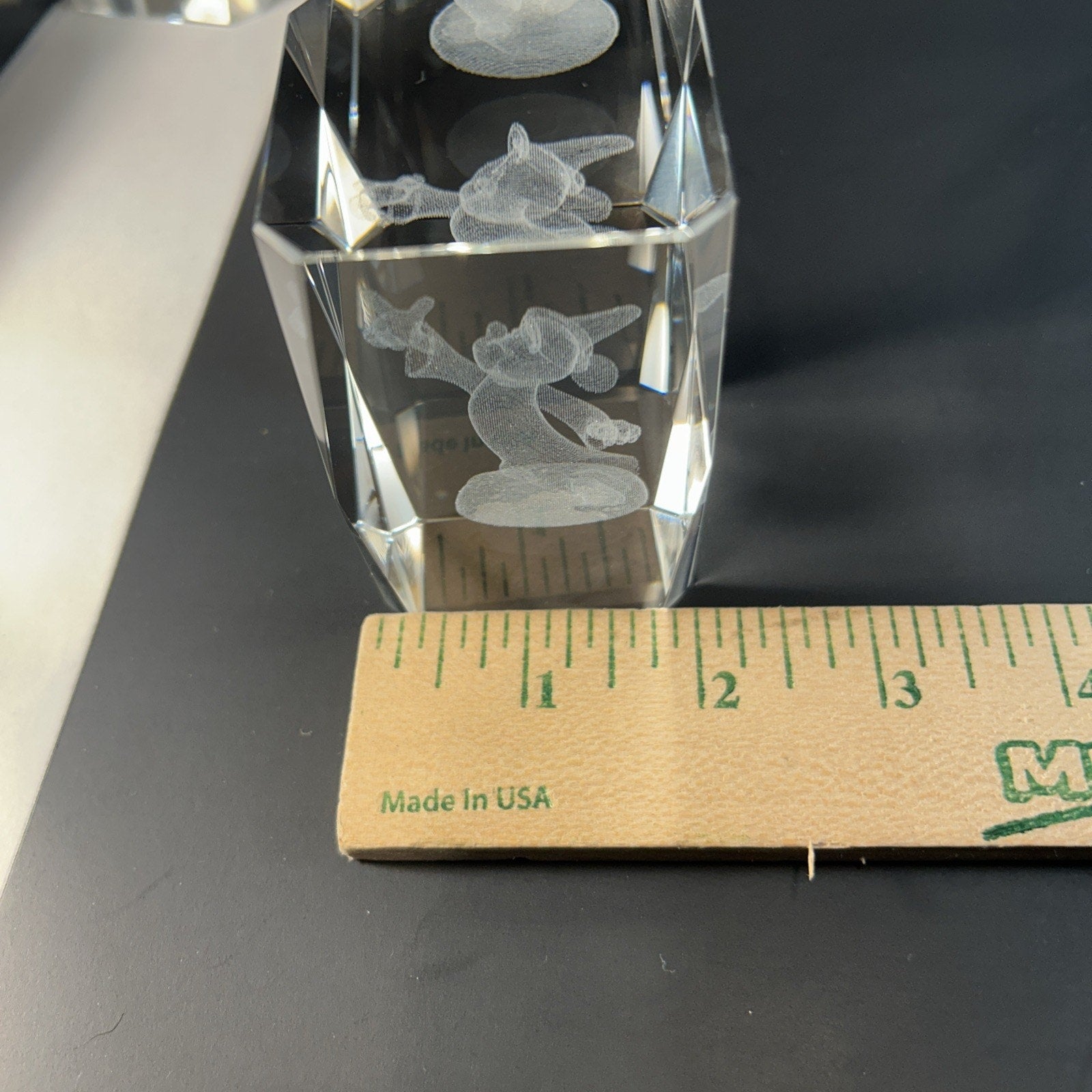 Wizard Mickey Mouse 3d Etched Disney Crystal Glass 3"x2" Paper Weight