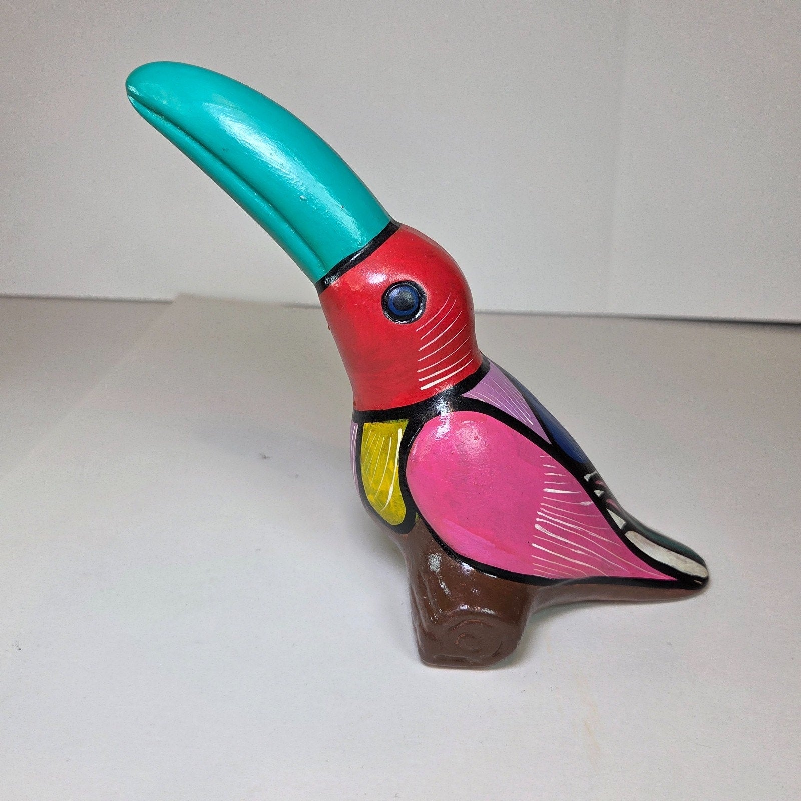Hand-Painted Mexican Talavera Toucan Bird Figurine Ceramic Folk Art 6.25"