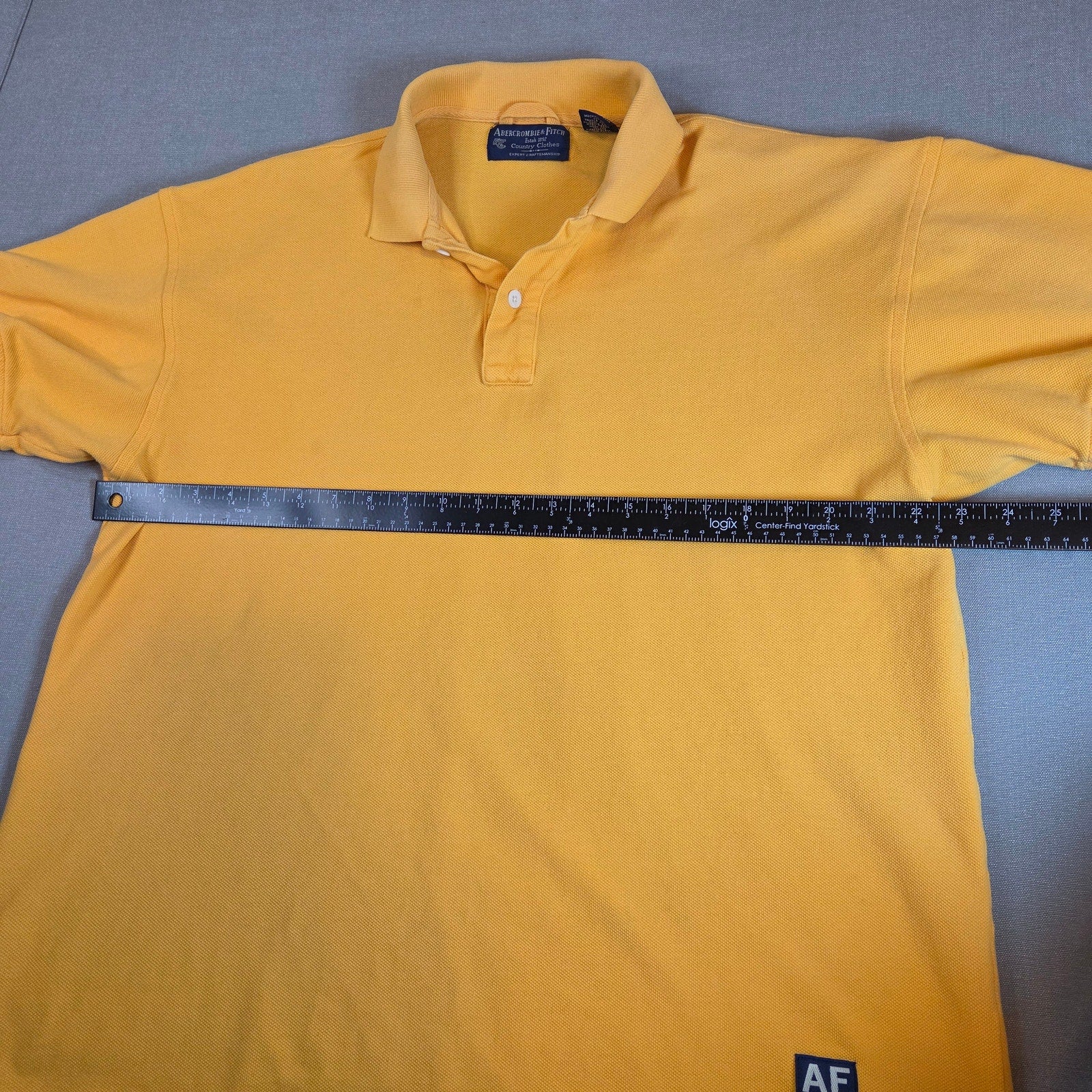Abercrombie & Fitch Yellow Polo Shirt AF 1892 Patch Men’s Size L Cotton