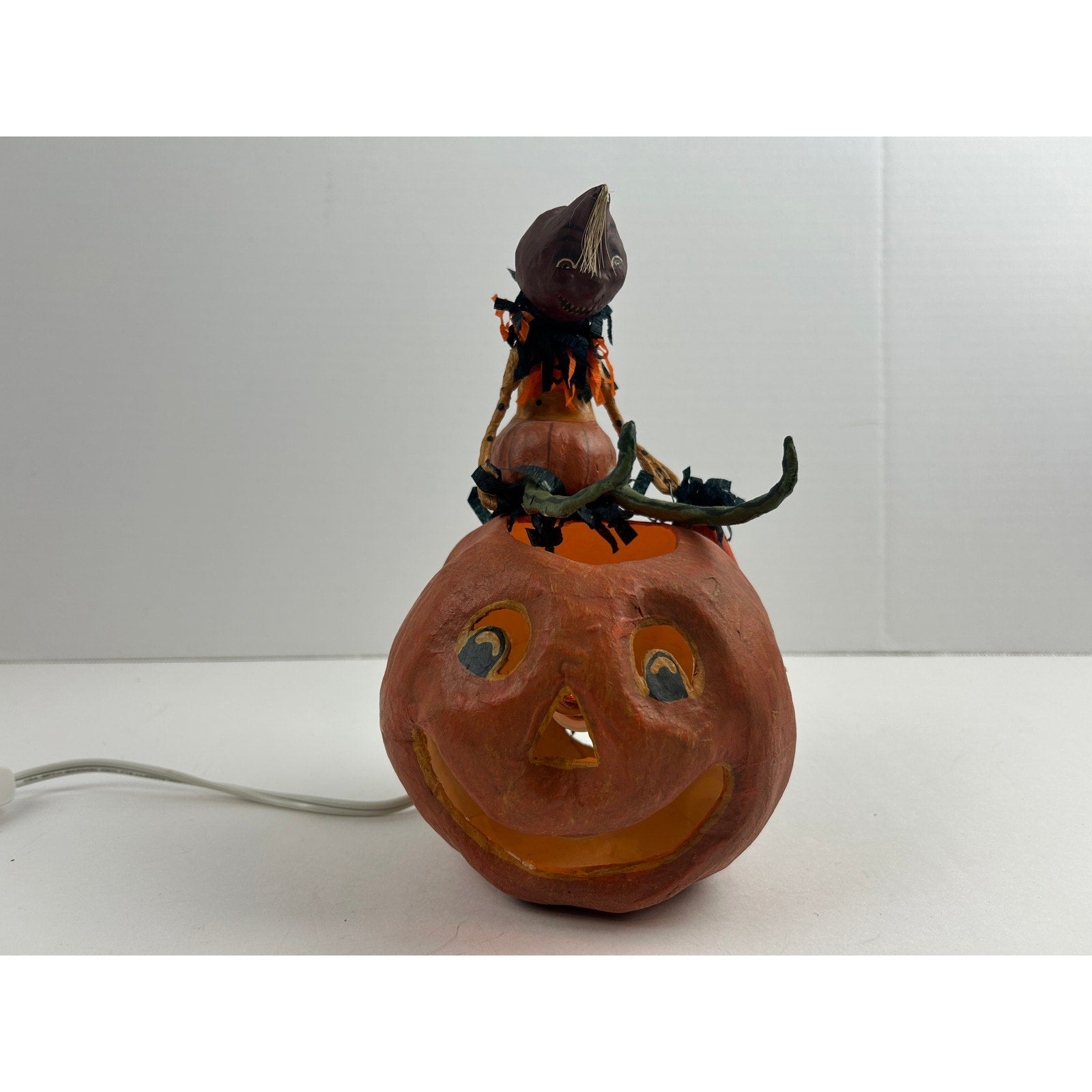 Bethany Lowe Halloween Light Jack-o-Lantern with Elfin Figure Virginia Betoine