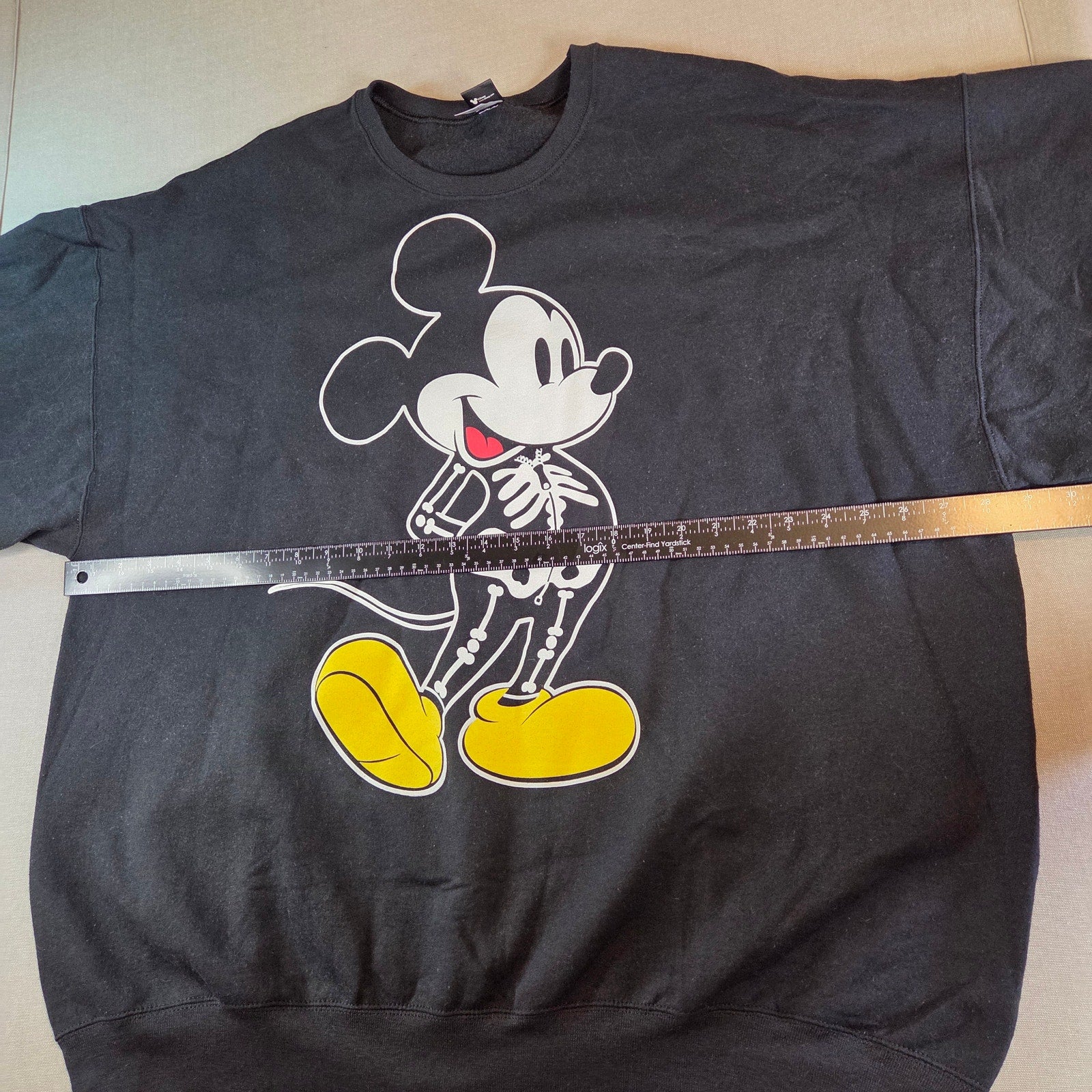 Disney Mickey Mouse Skeleton Sweatshirt XXL Spooky Graphic Crewneck Black