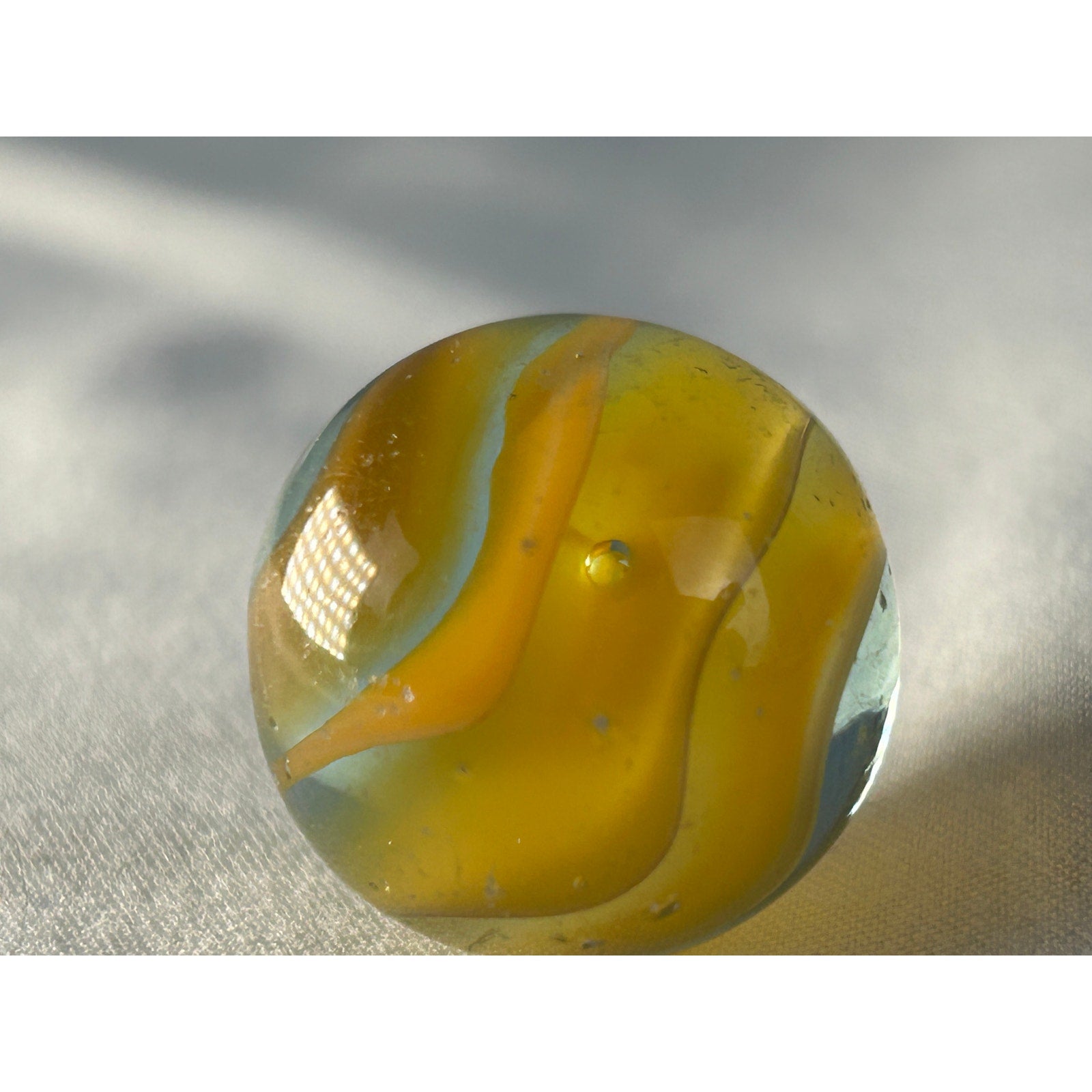 Vintage Yellow Transparent Swirl Marble Large Shooter Size