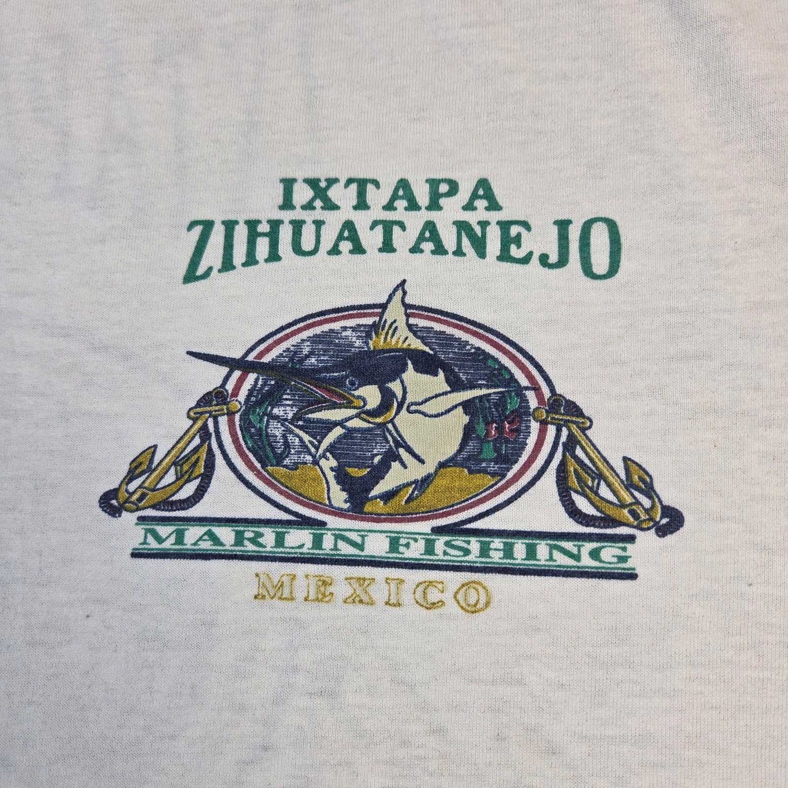 Hola Ola Vintage Ixtapa Zihuatanejo Mexico Marlin Fishing T Shirt L Tourist