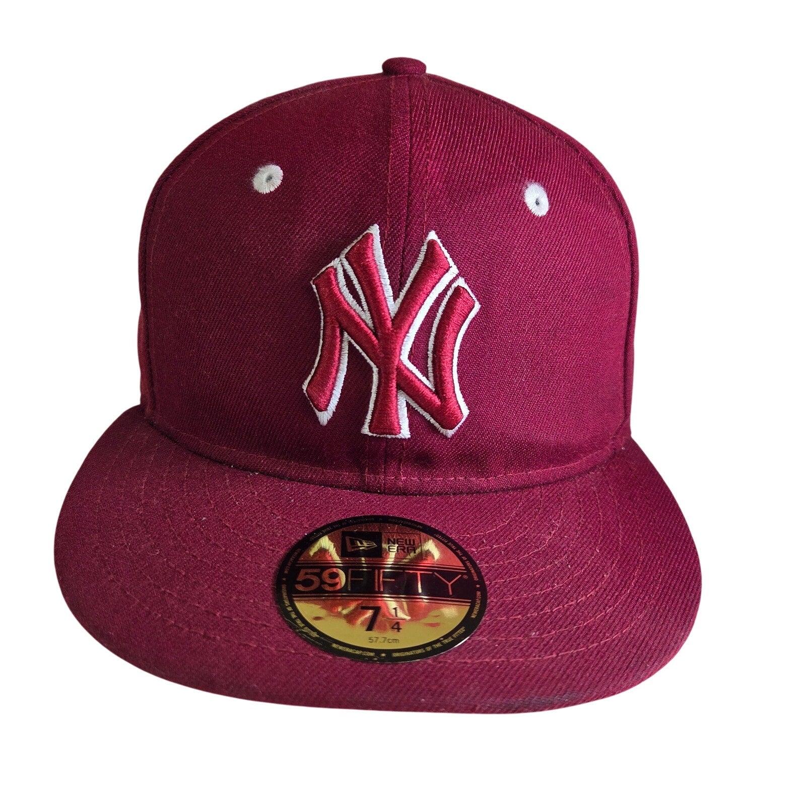New Era 59FIFTY NY Yankees Fitted Hat 7 1/4 Burgundy/Maroon Gray Undervisor