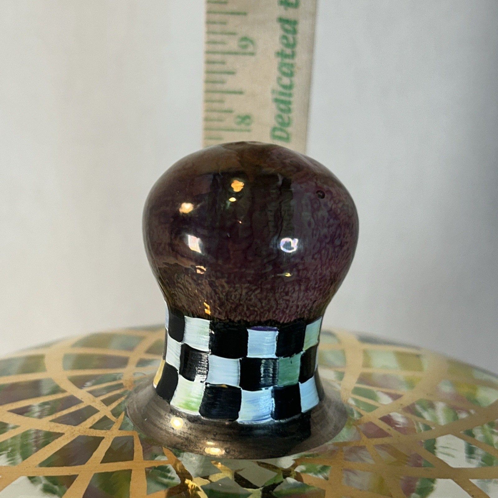 MacKenzie-Childs Glass Cake Dome Courtly Check Charger Plate 14” Aurora NY