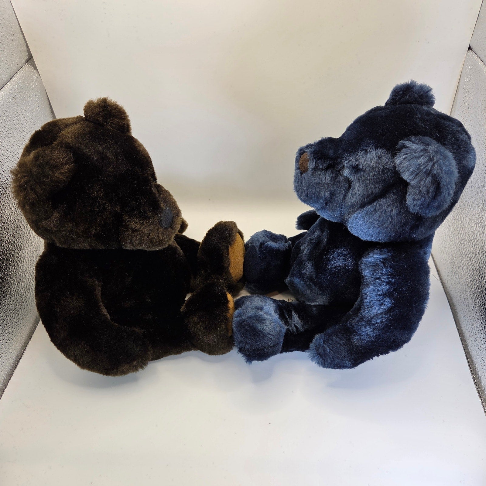Velvete by Greek Plush Bears Lot of 2 Brown & Blue Stuffed Animals