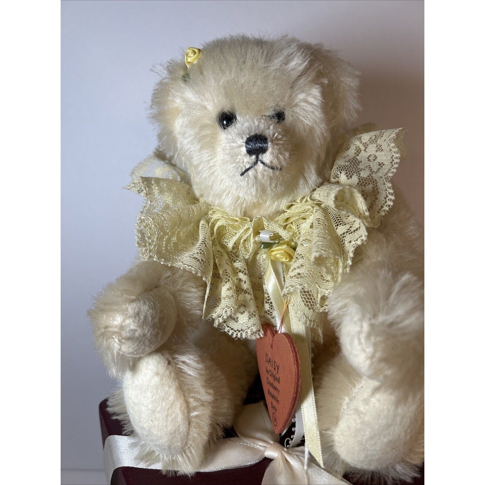 Merrythought Daisy Cranberry Hat Box Bear Mohair Ltd Ed 36/1000 UK 1994 w/ Tags