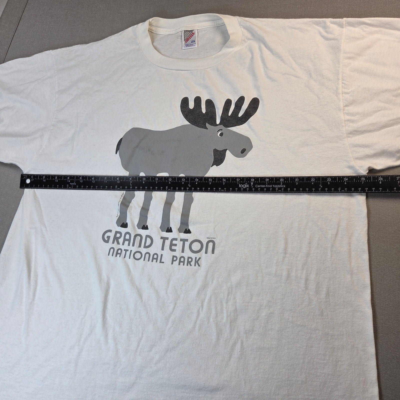 Jerzees Vintage 1986 Grand Teton National Park Moose T Shirt USA 2XL White