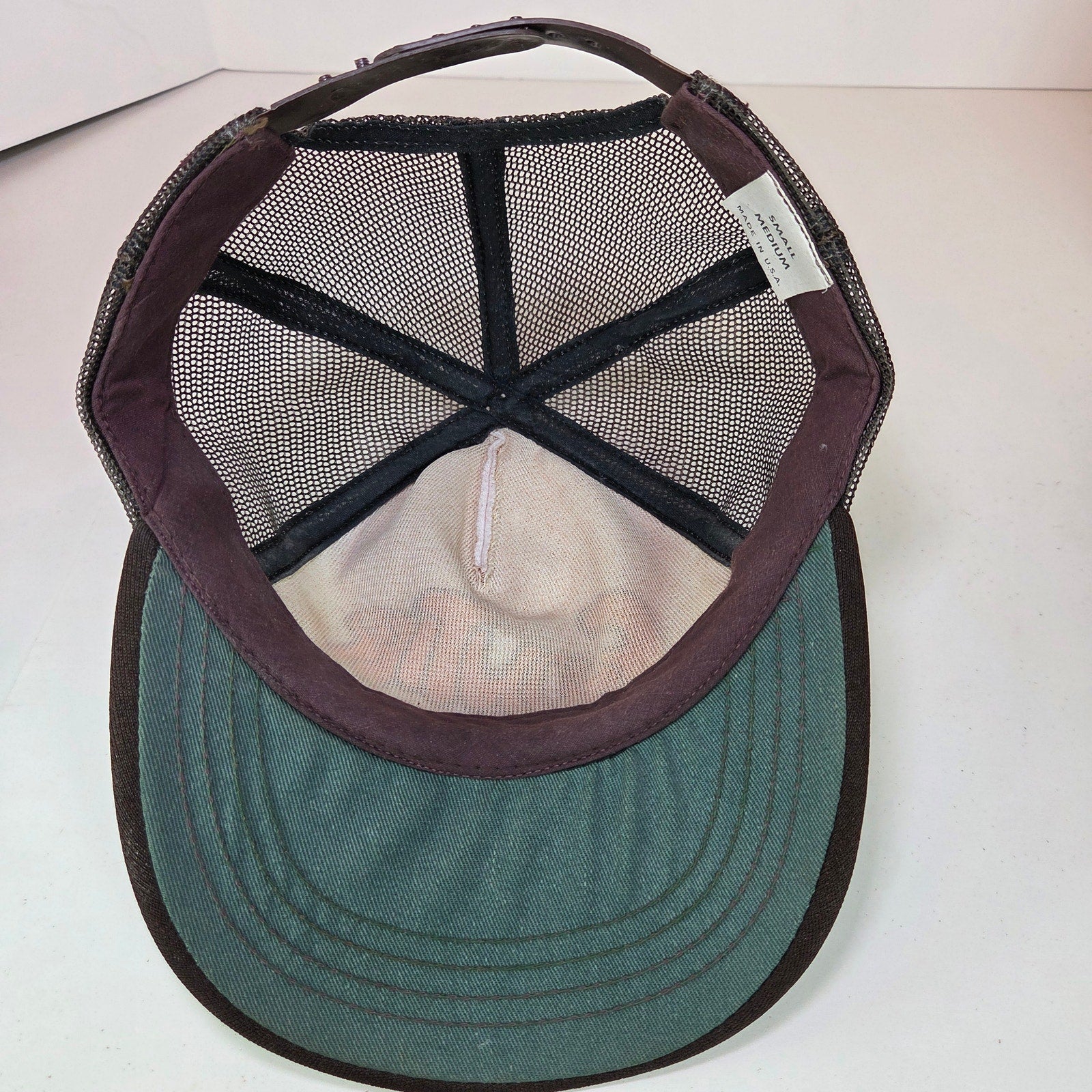 Vintage Frontier Bar & Eatery Trucker Hat Snapback Mesh Cap Brown White USA