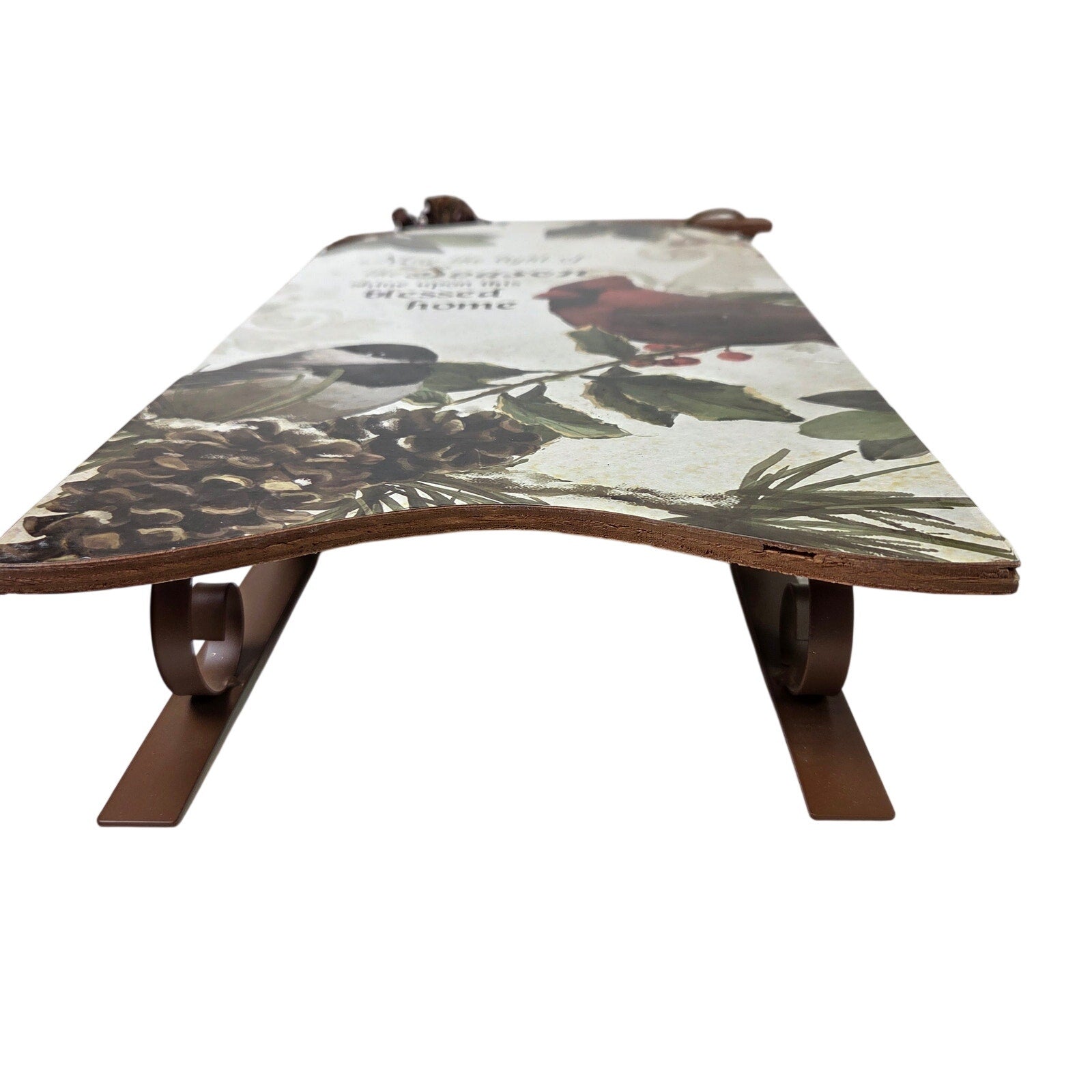 Christmas Wooden Sled Wall Decor Cardinals Blessed Home Sign