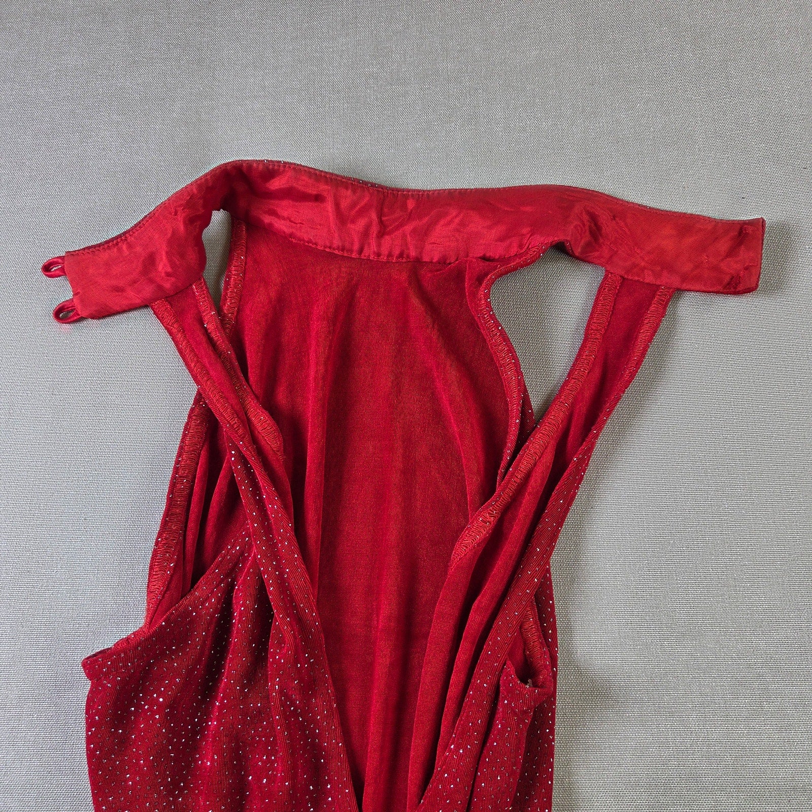 Roberta Evening Gown L Red Rhinestone Halter Formal Dress USA Style 72729