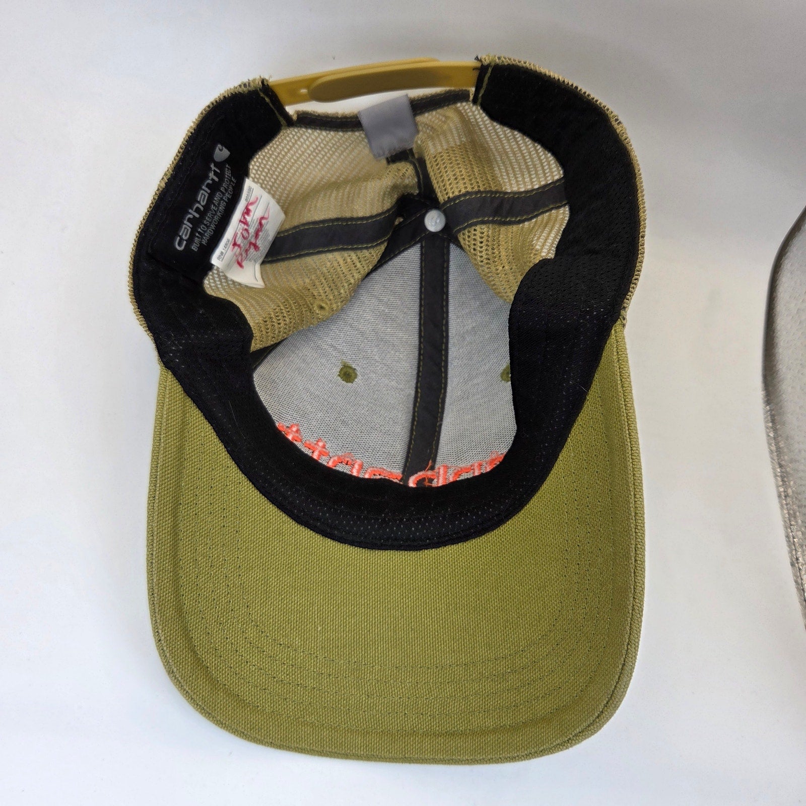 Carhartt Canvas Mesh Back Trucker Hat Olive Orange Snapback OSFA 2022