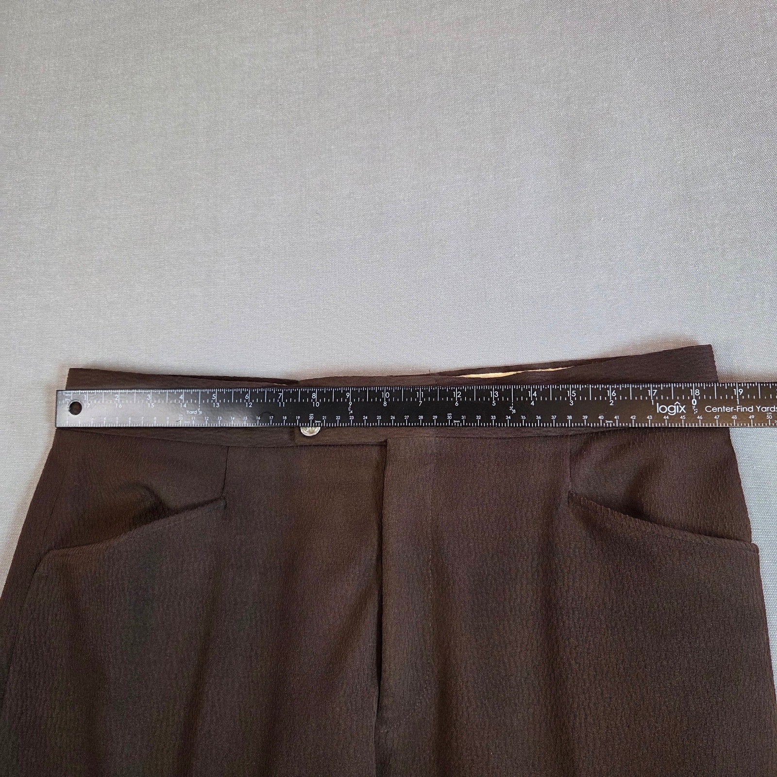 Vintage Handmade Brown Pleated Dress Pants 1970s 37x26.5 Cuffed Hem
